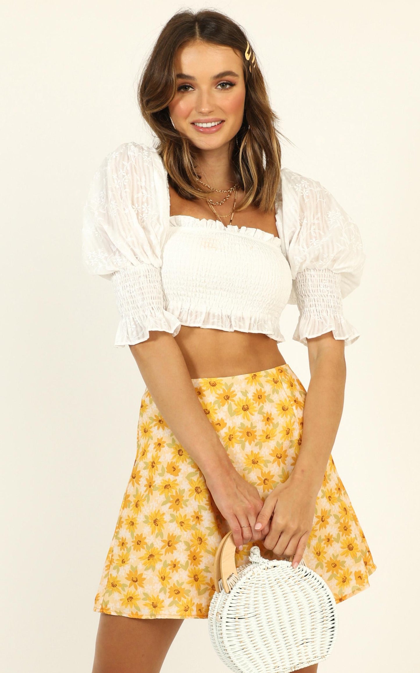 Only Offer Skirt in Sunflower Print