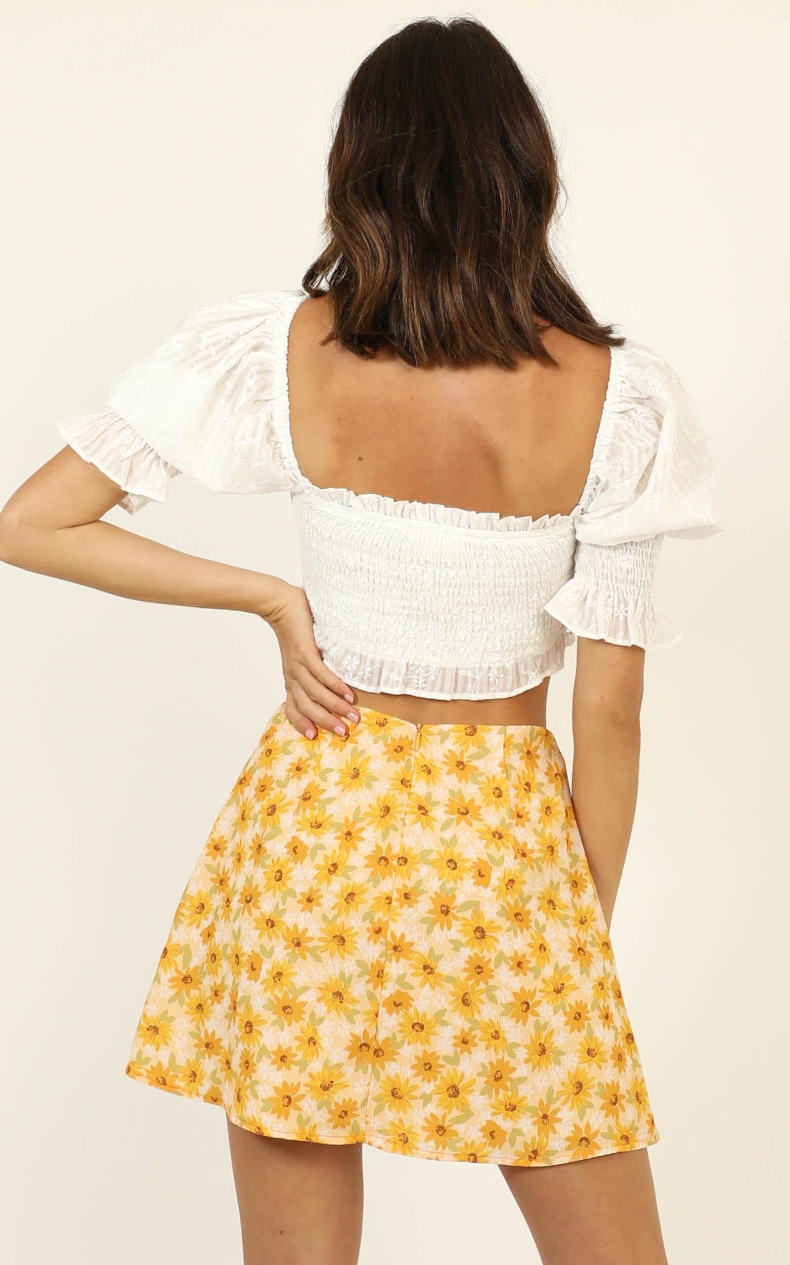Only Offer Skirt in Sunflower Print