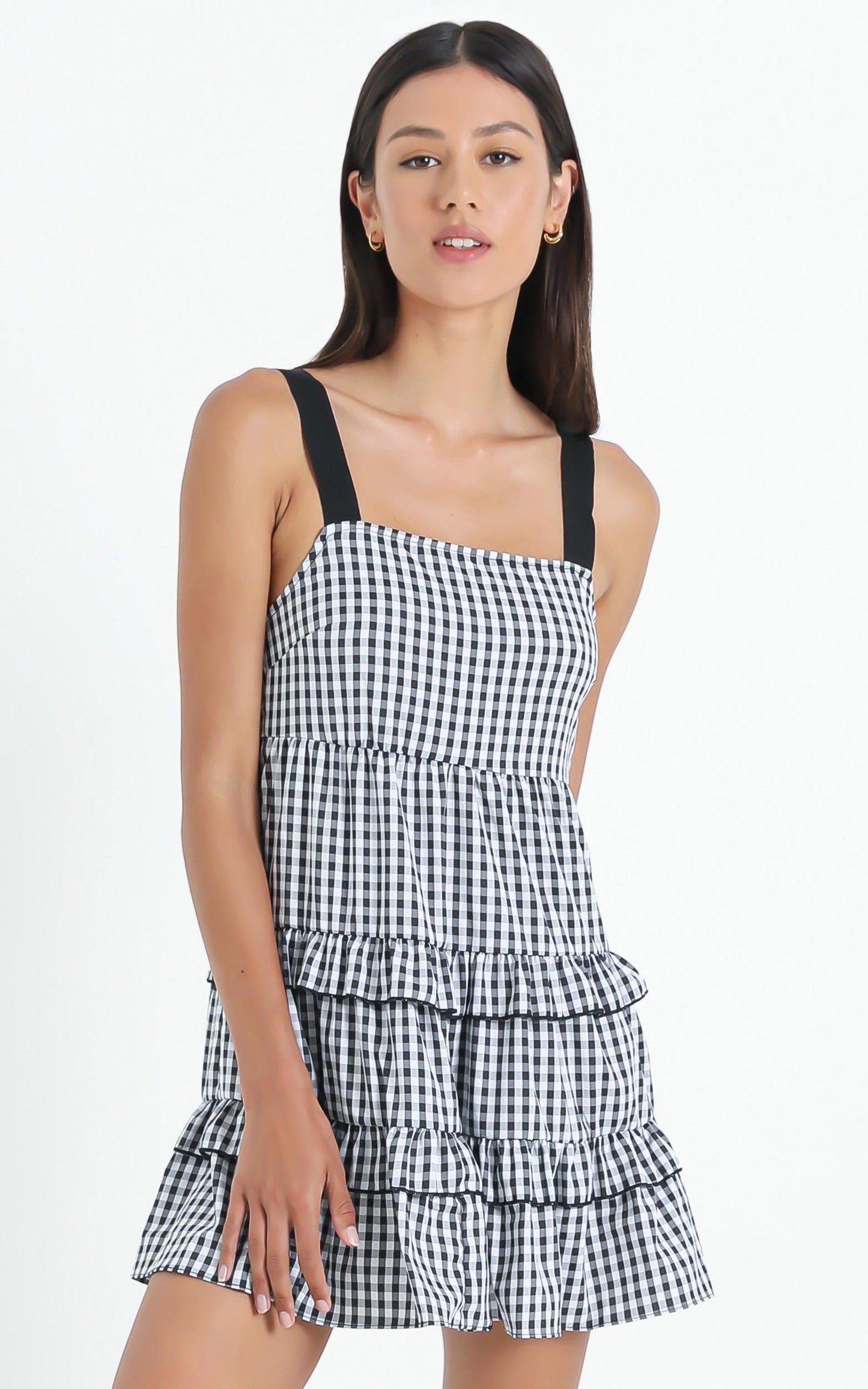 Ora Dress in Black Gingham Check
