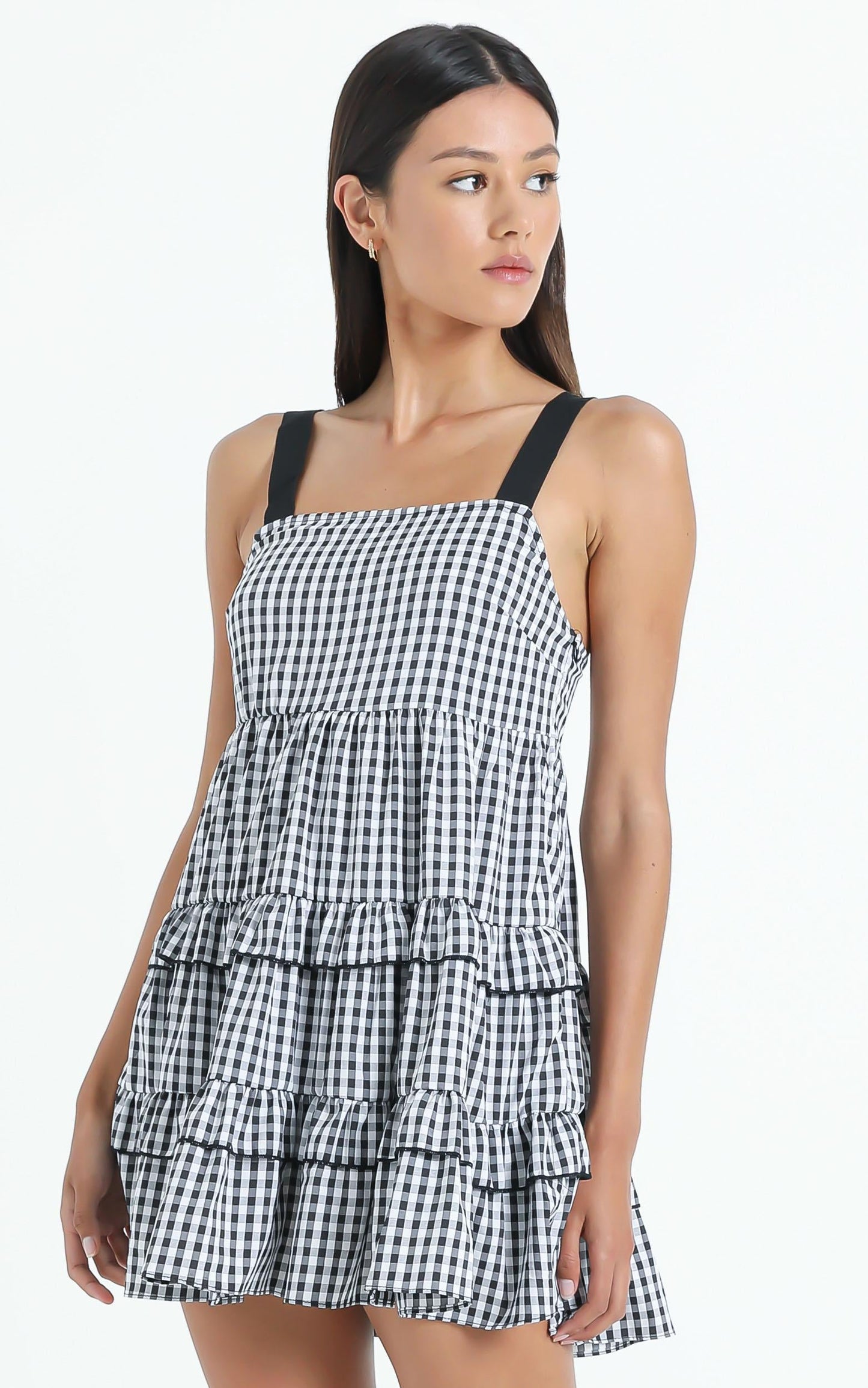 Ora Dress in Black Gingham Check
