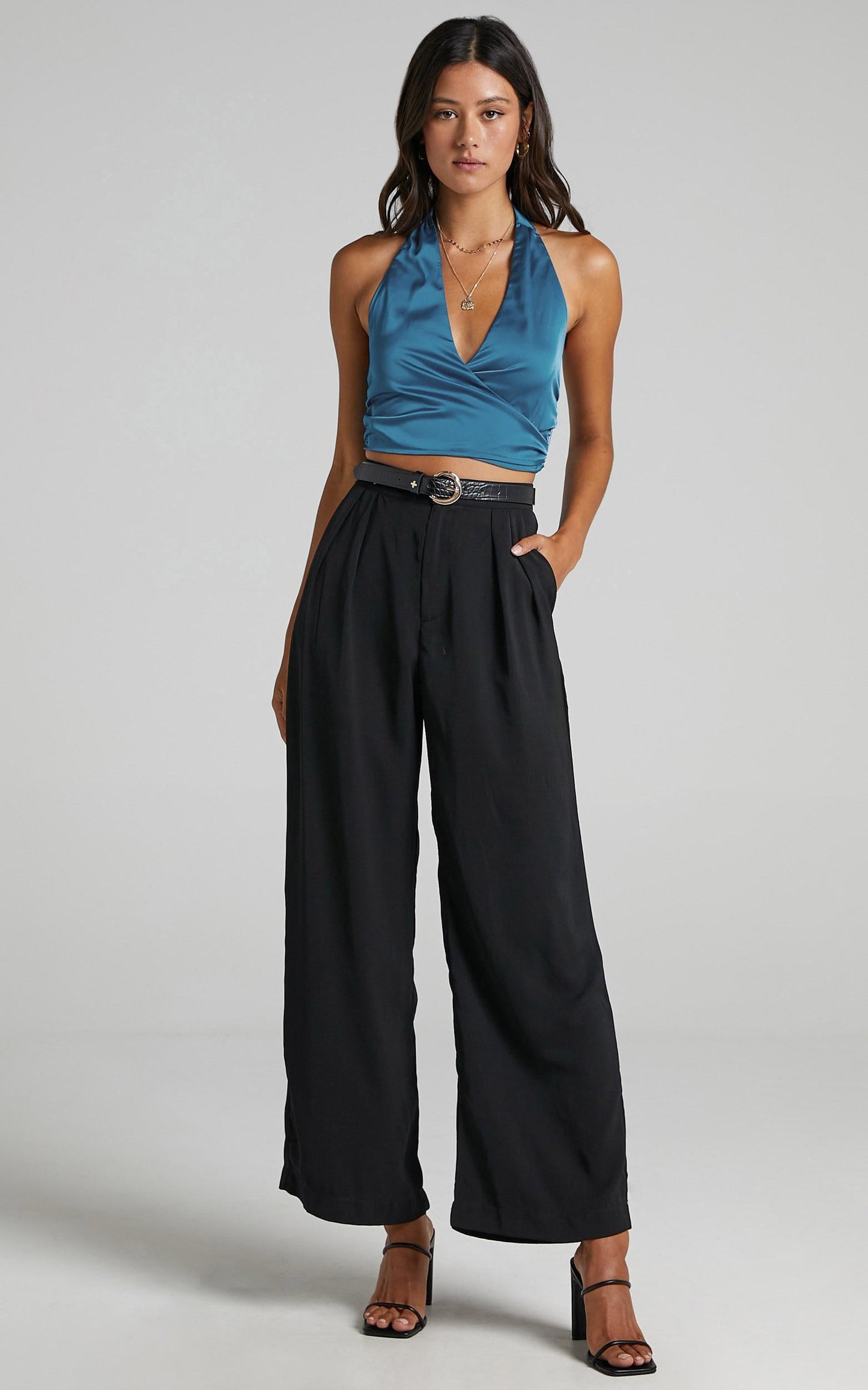 Orea Top - Halter Neck Top in Blue