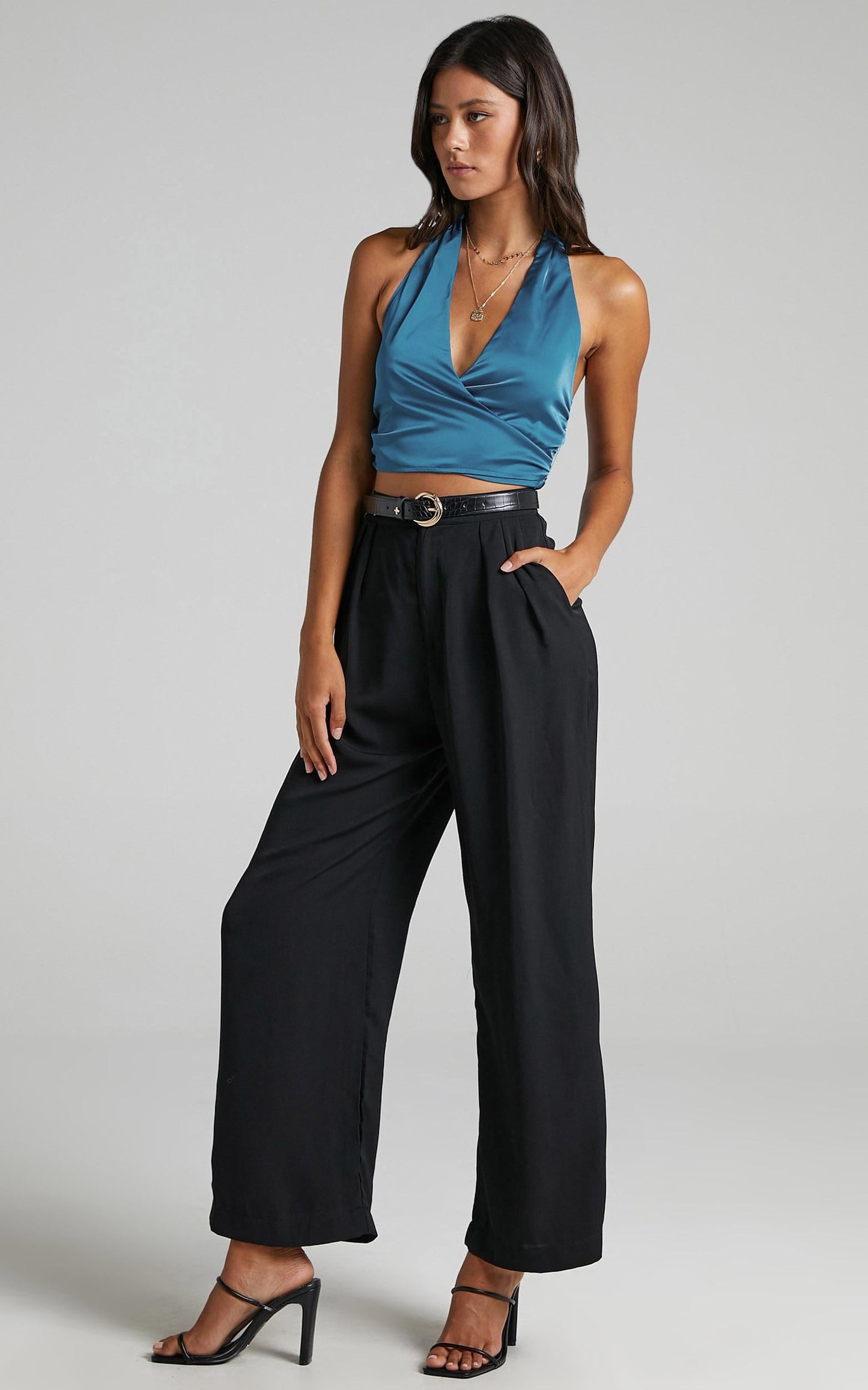 Orea Top - Halter Neck Top in Blue