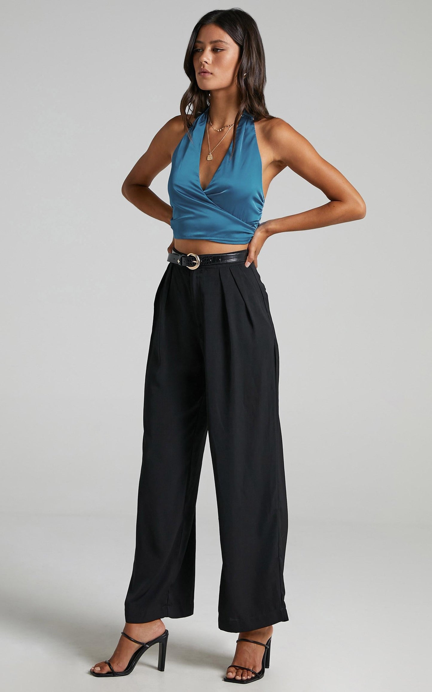 Orea Top - Halter Neck Top in Blue