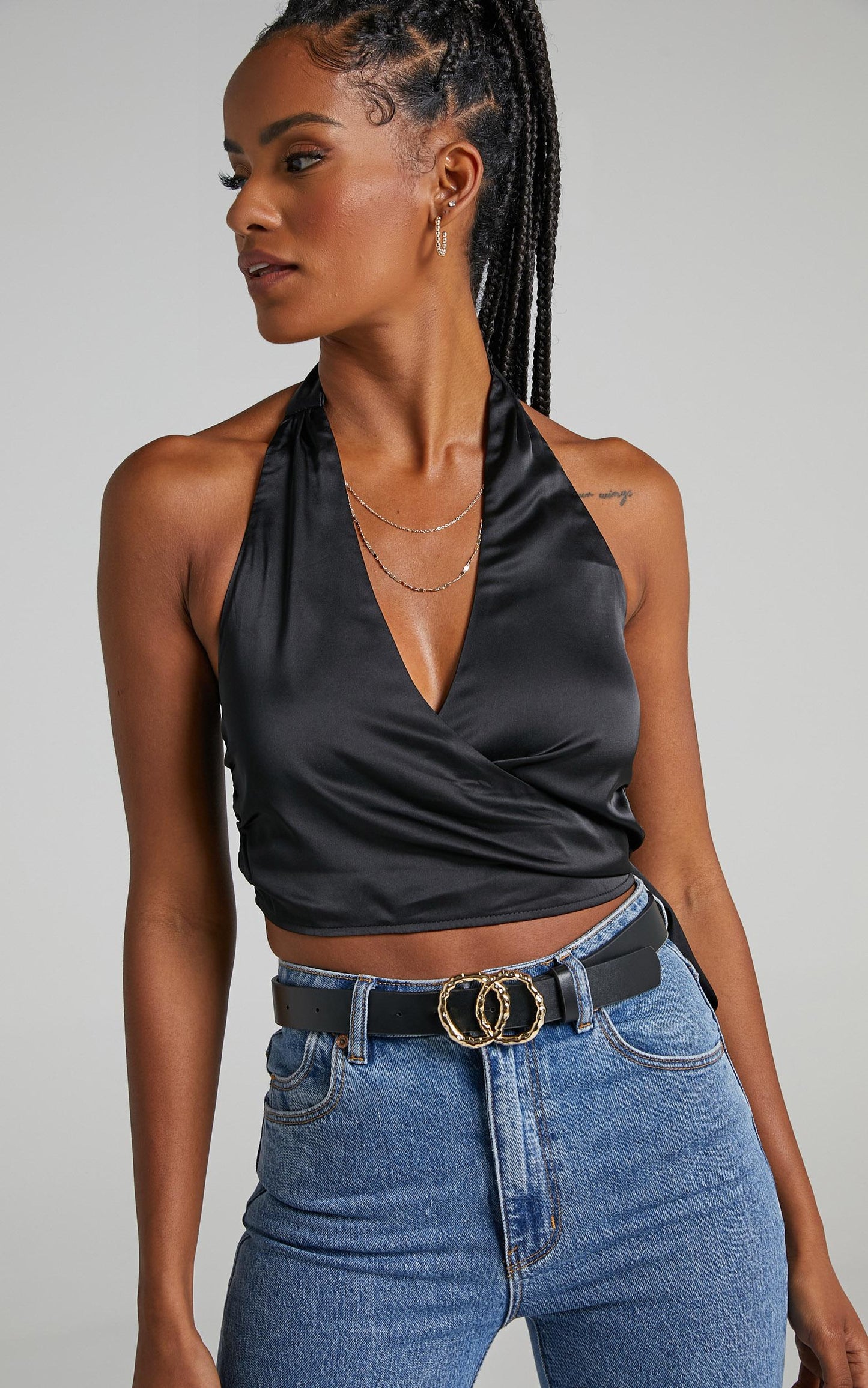 Orea Top - Halter Neck Top in Black