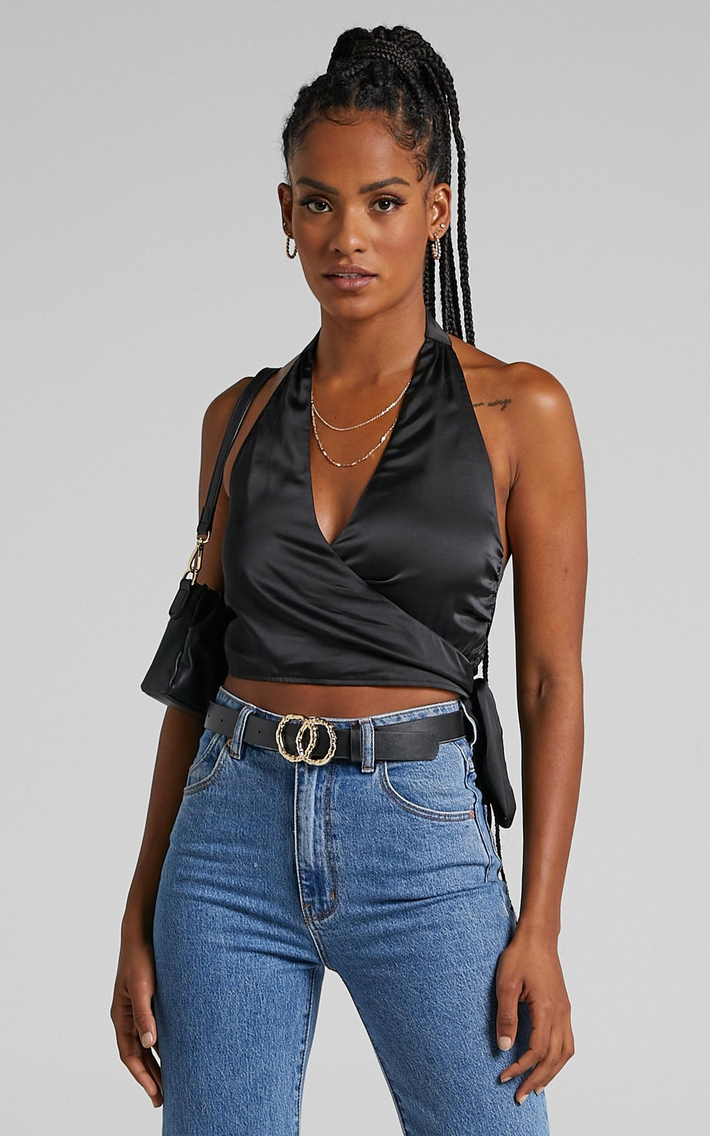 Orea Top - Halter Neck Top in Black