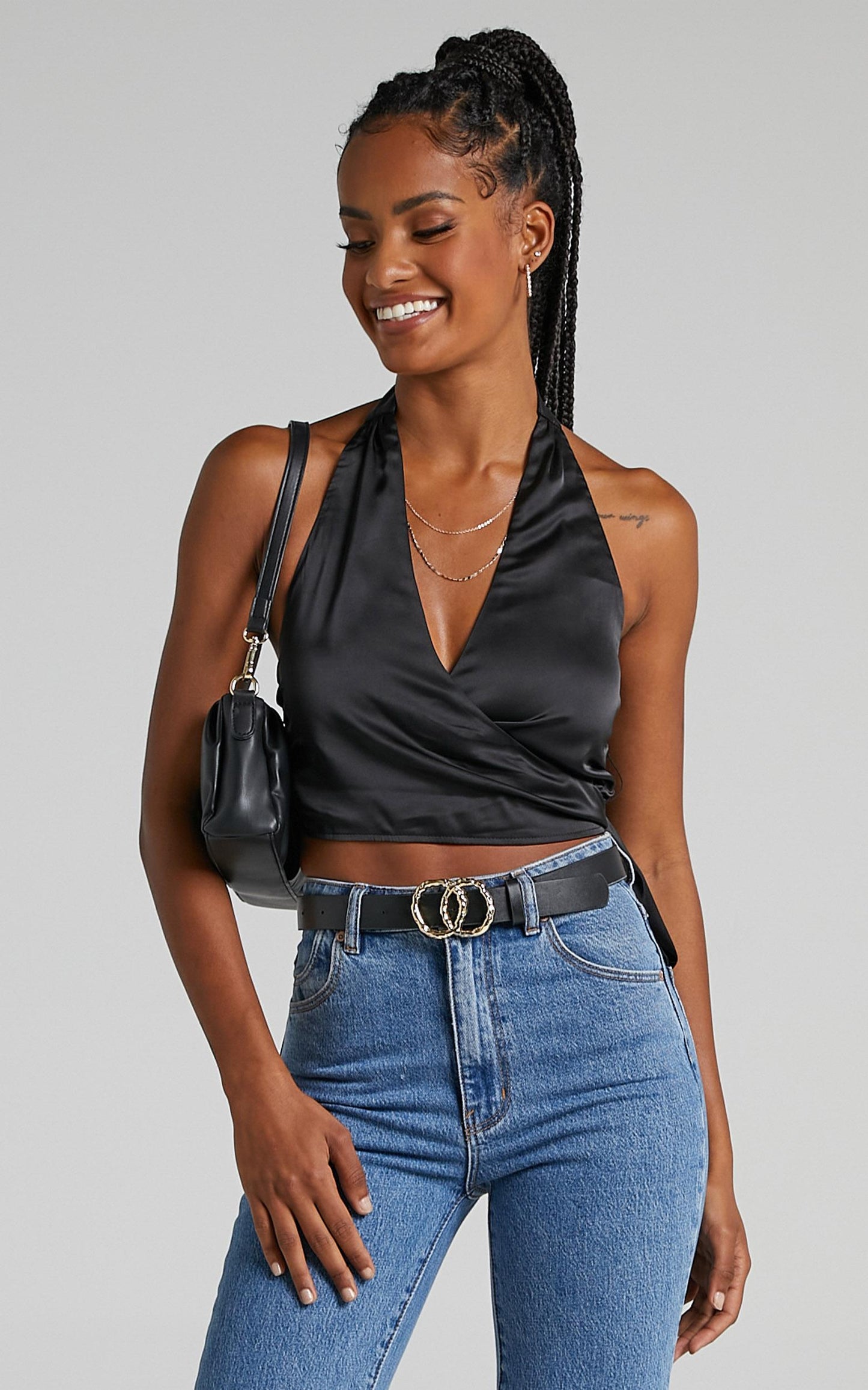 Orea Top - Halter Neck Top in Black