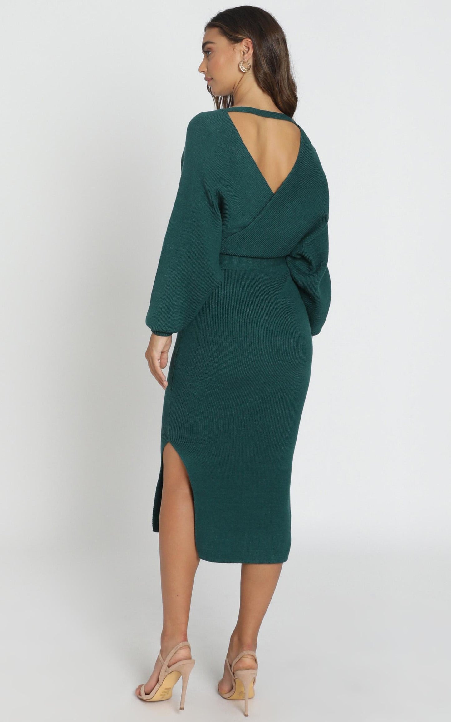 Over The World Knit Dress In Forest Green