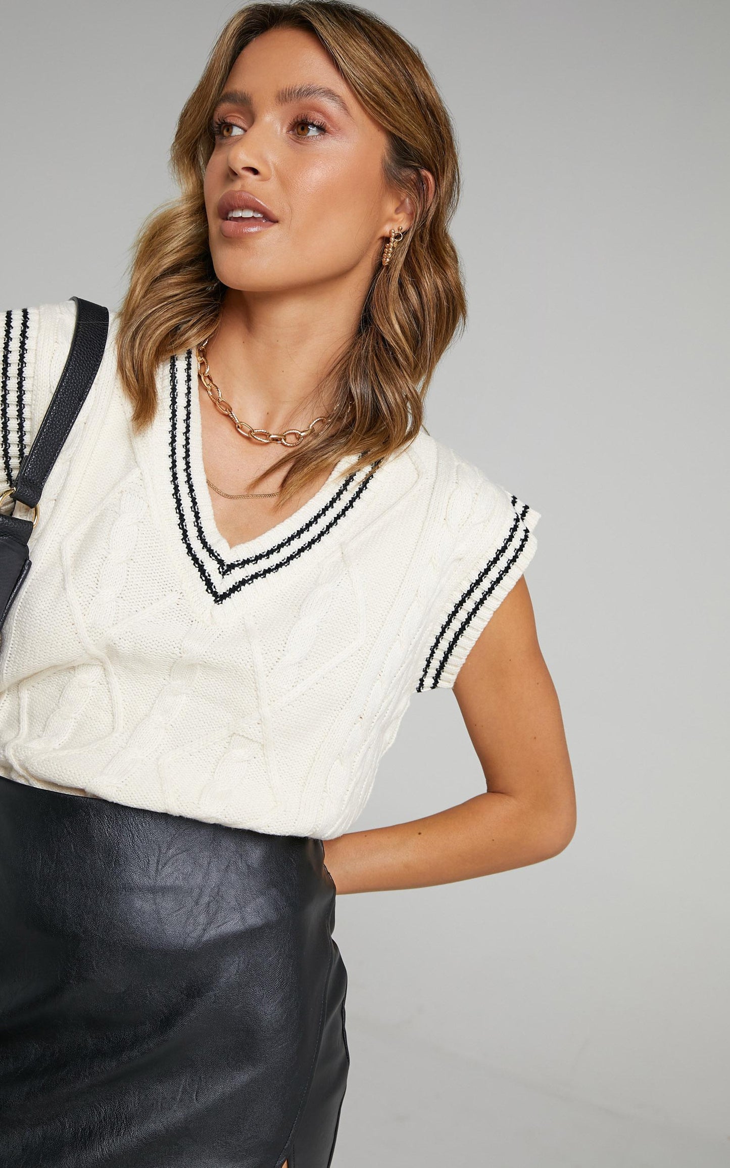 Oxford Knit Vest in Cream