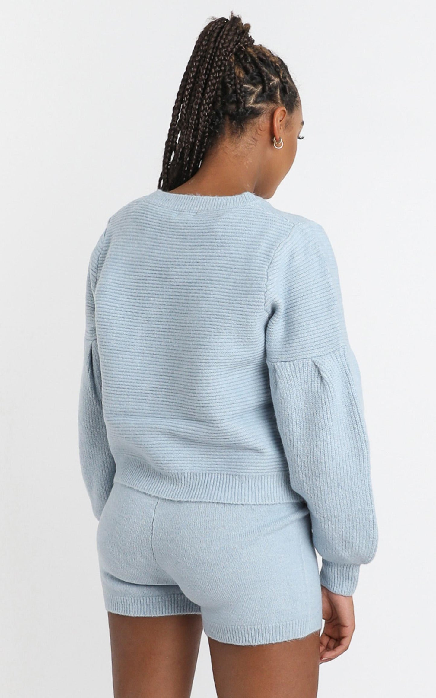 Siobhan Knit Shorts in Sky Blue