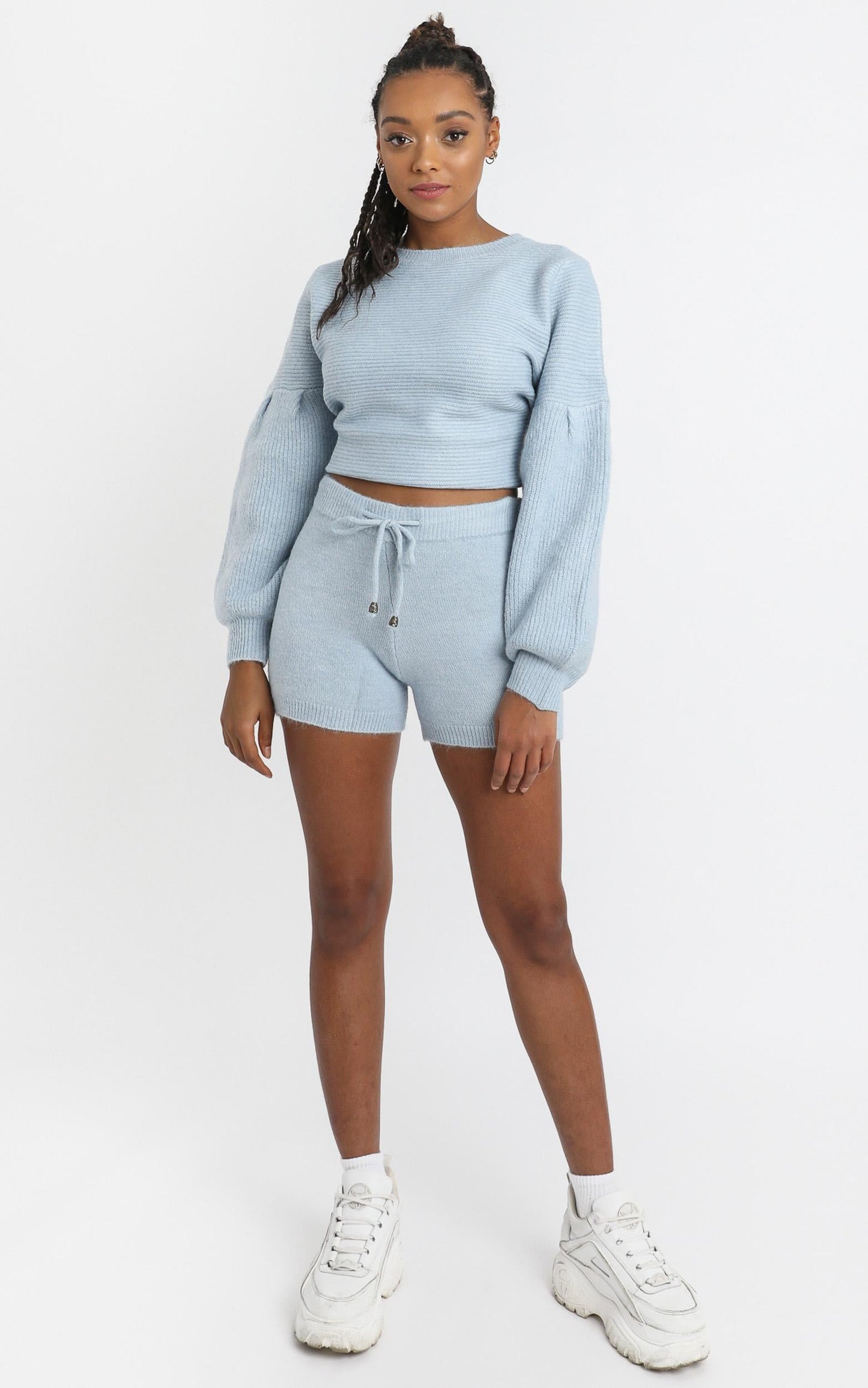 Siobhan Knit Shorts in Sky Blue