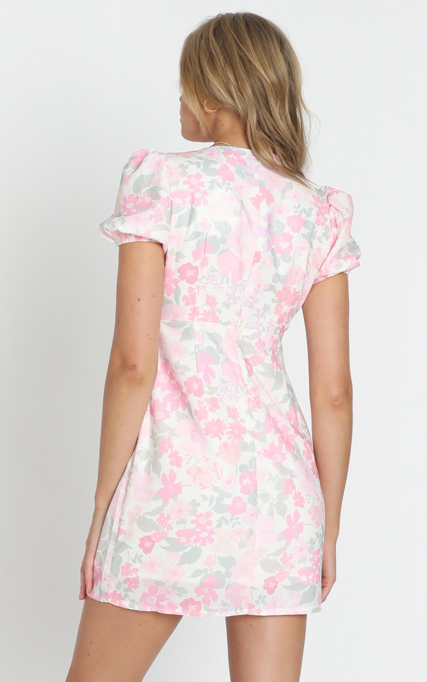 Parisian Dreams Short Sleeve Mini Dress in Pink Floral