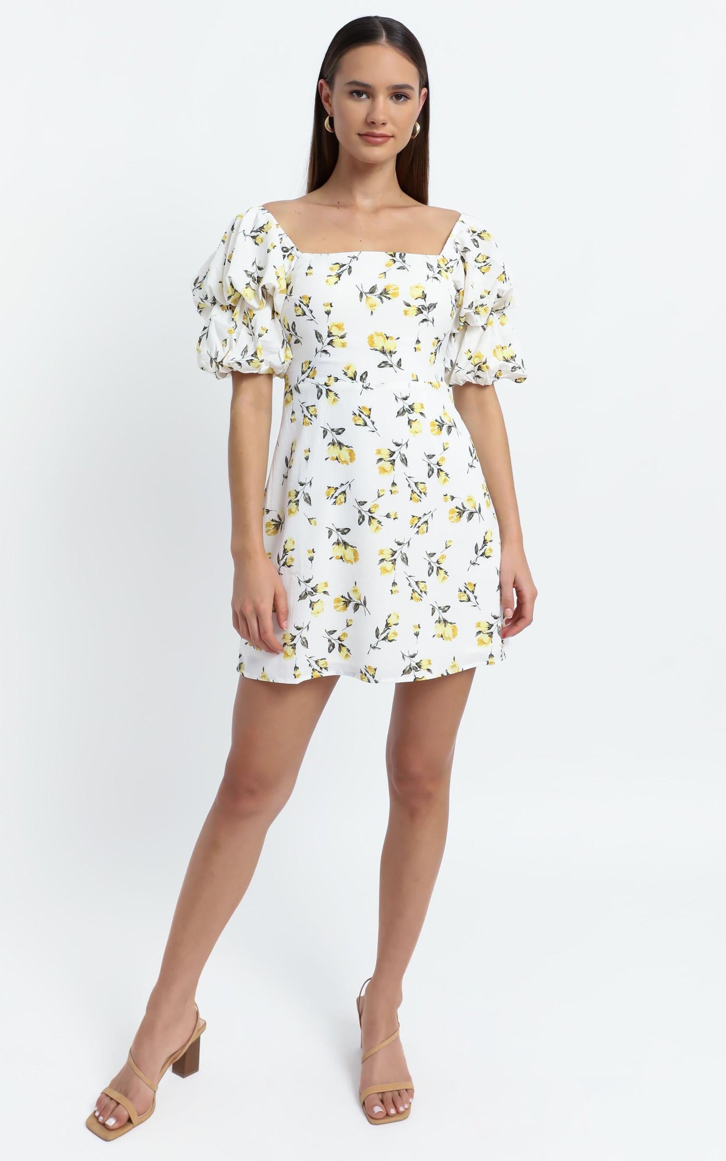 Parisian Spring Dress in White Floral