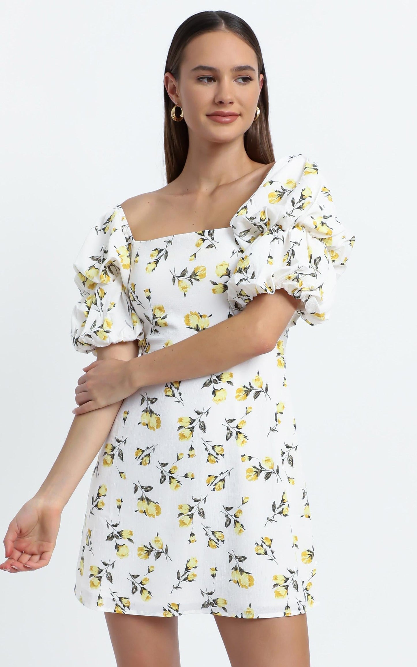 Parisian Spring Dress in White Floral