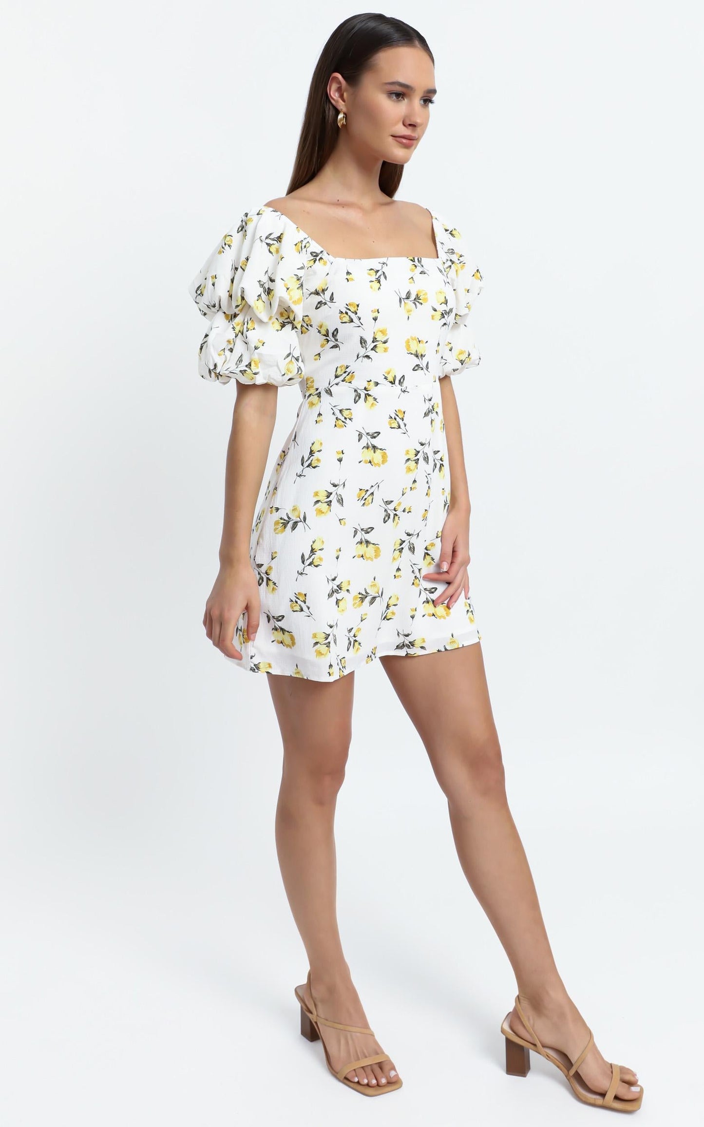 Parisian Spring Dress in White Floral