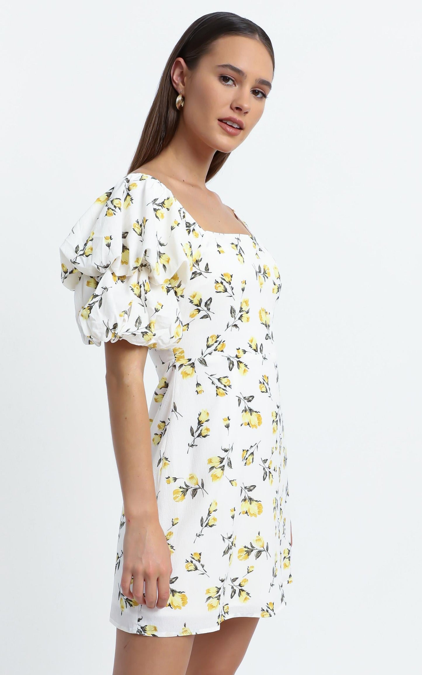 Parisian Spring Dress in White Floral