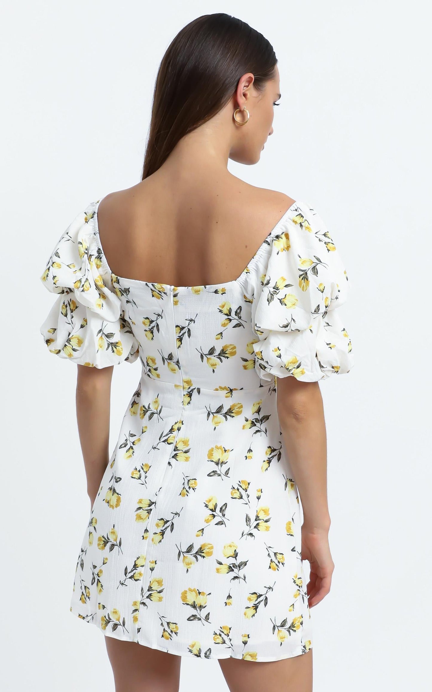 Parisian Spring Dress in White Floral