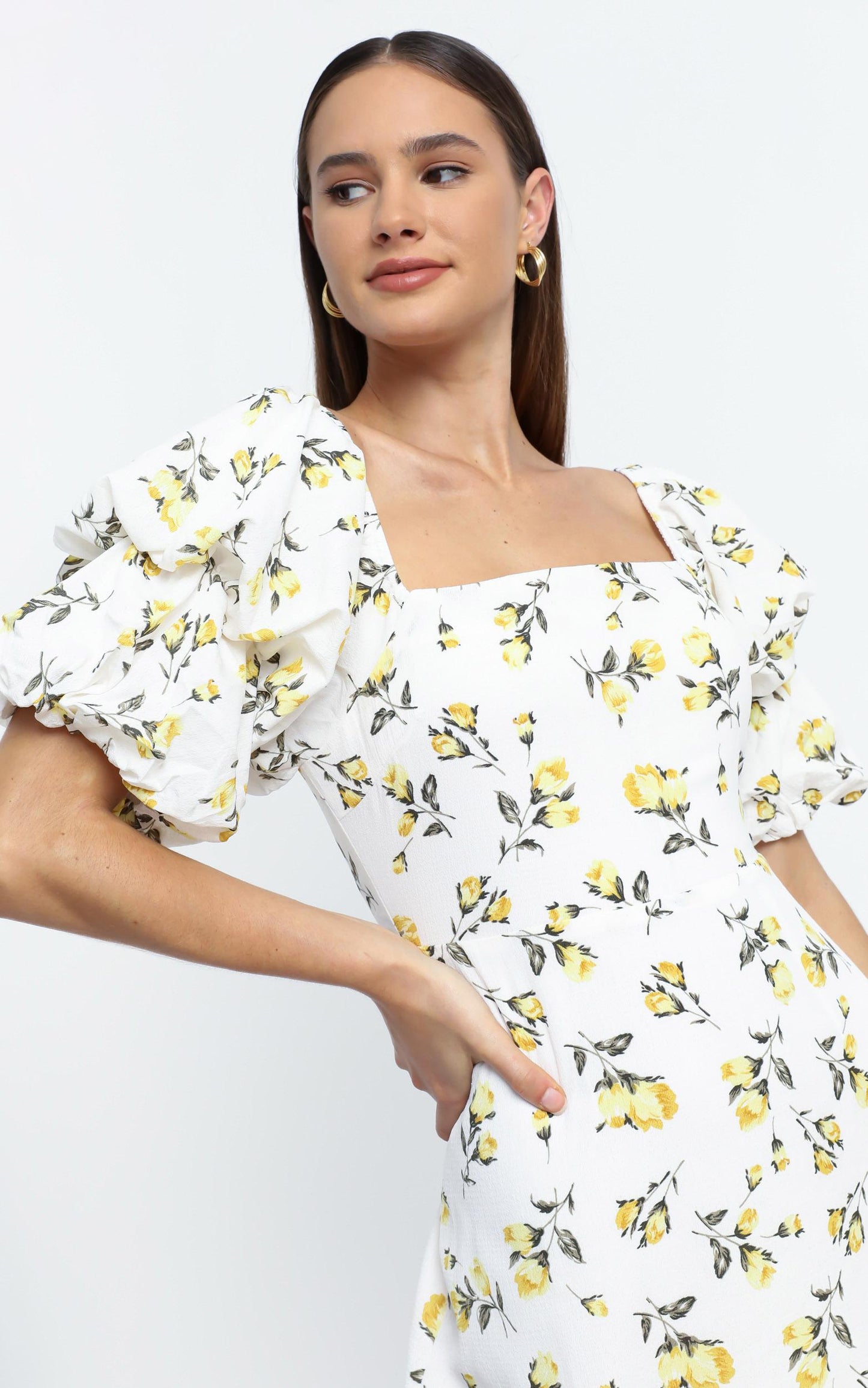 Parisian Spring Dress in White Floral