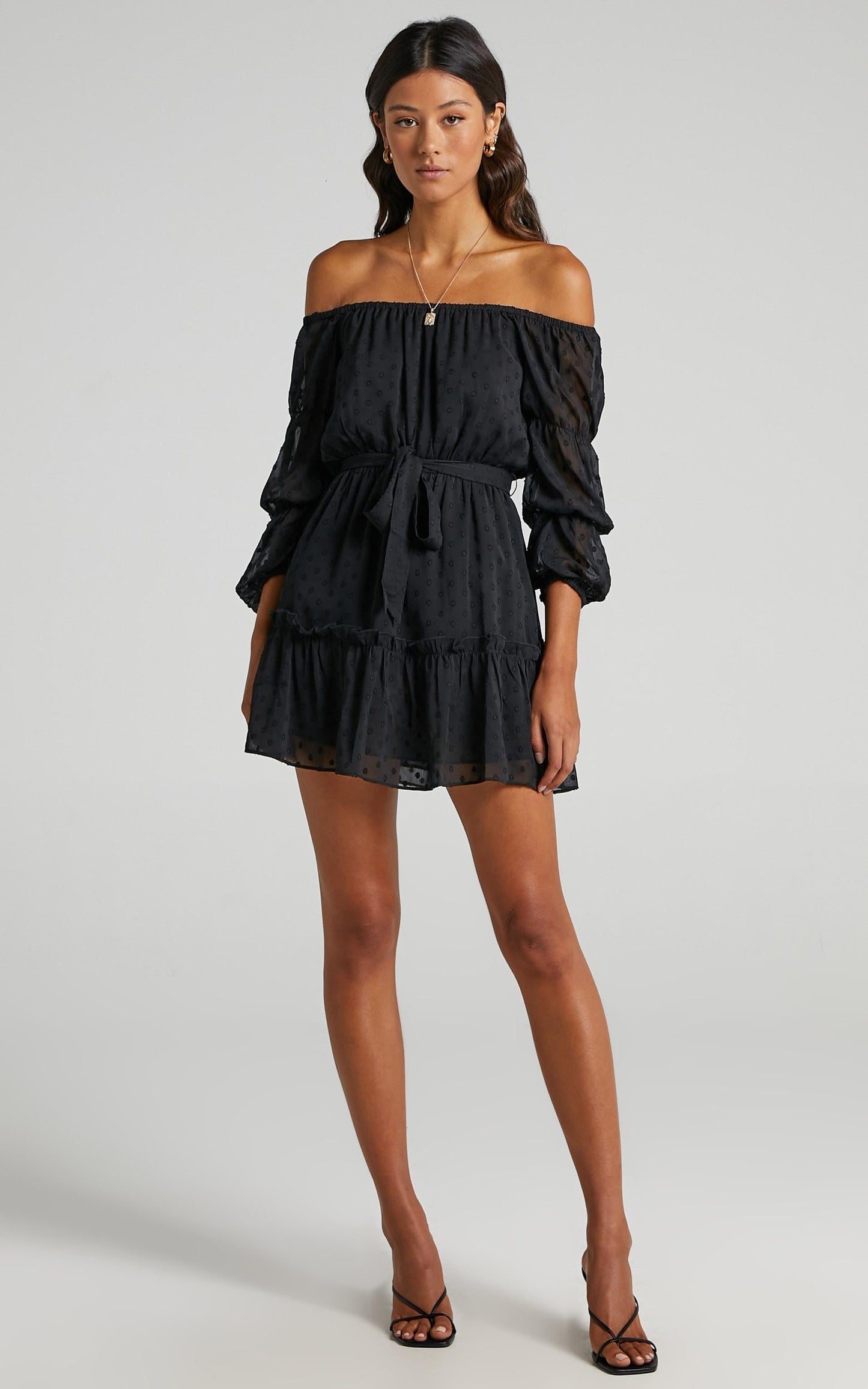 Party Life Off Shoulder Mini Dress in Black