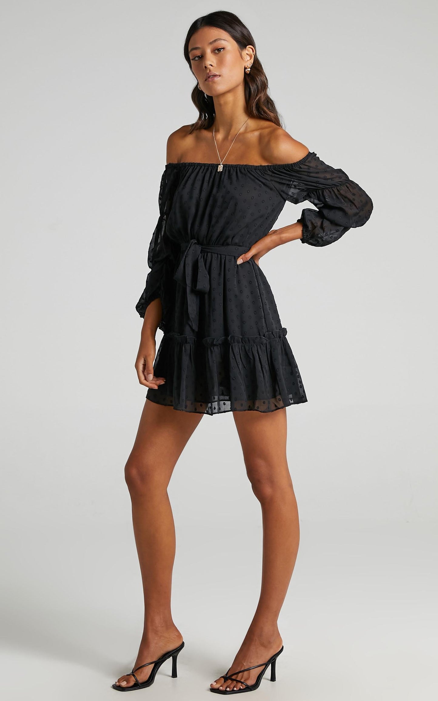 Party Life Off Shoulder Mini Dress in Black