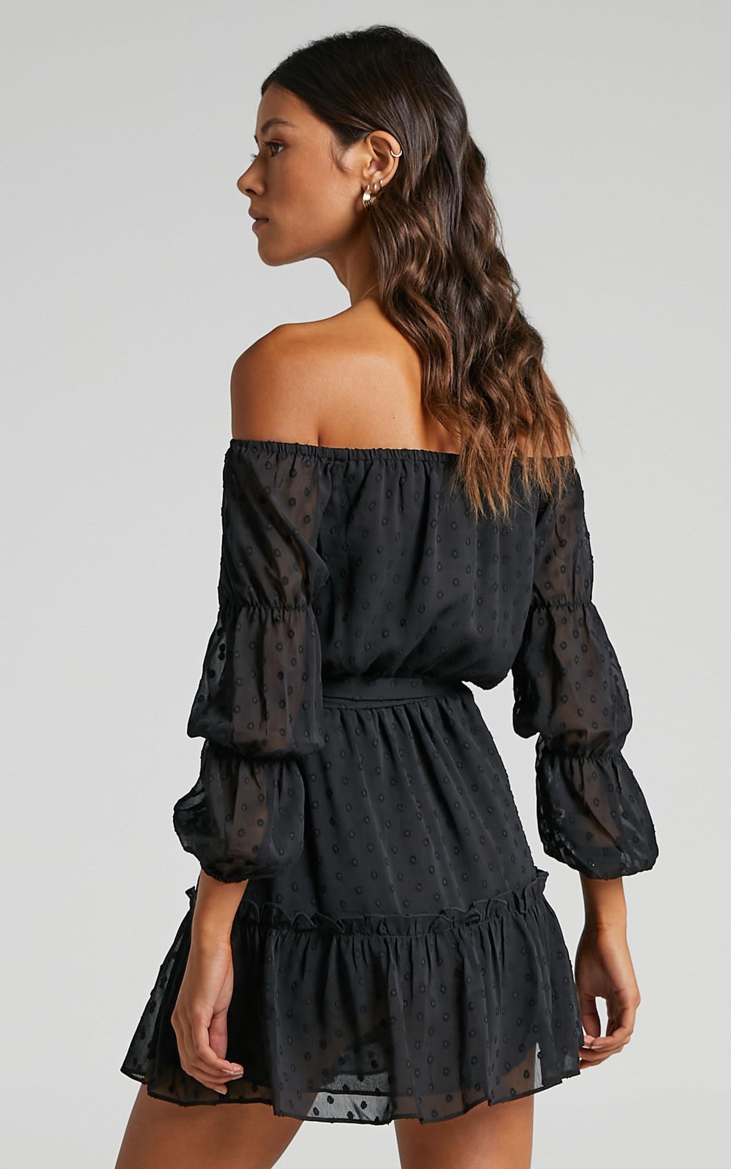 Party Life Off Shoulder Mini Dress in Black