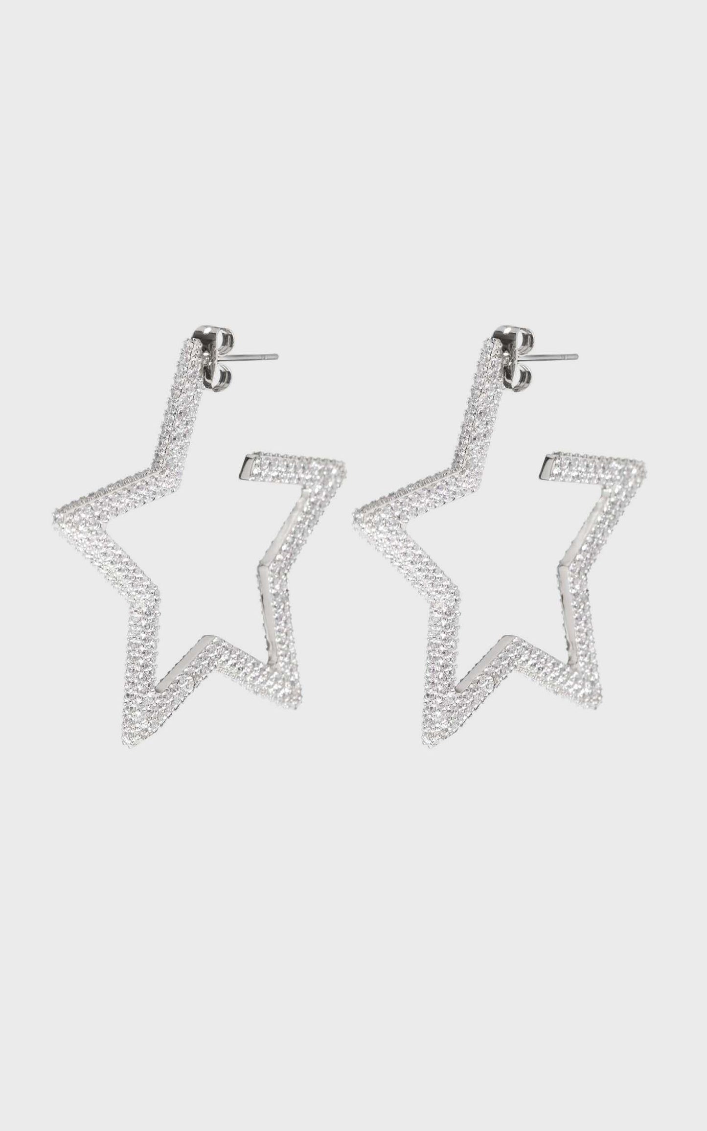 Luv AJ - Pave Star Hoops in Silver