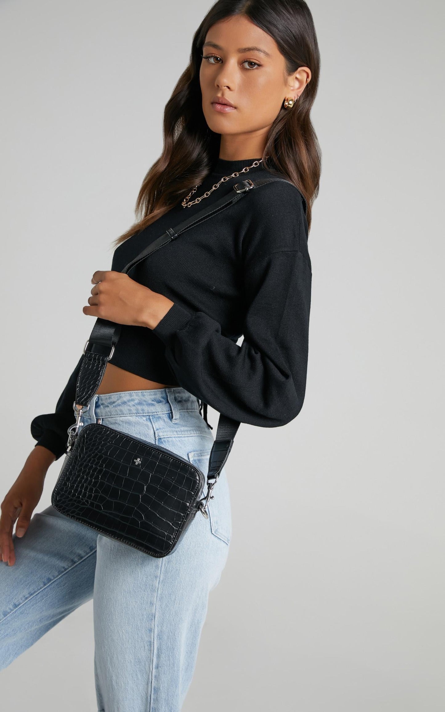 Peta and Jain - Tammy Bag in Black Croc