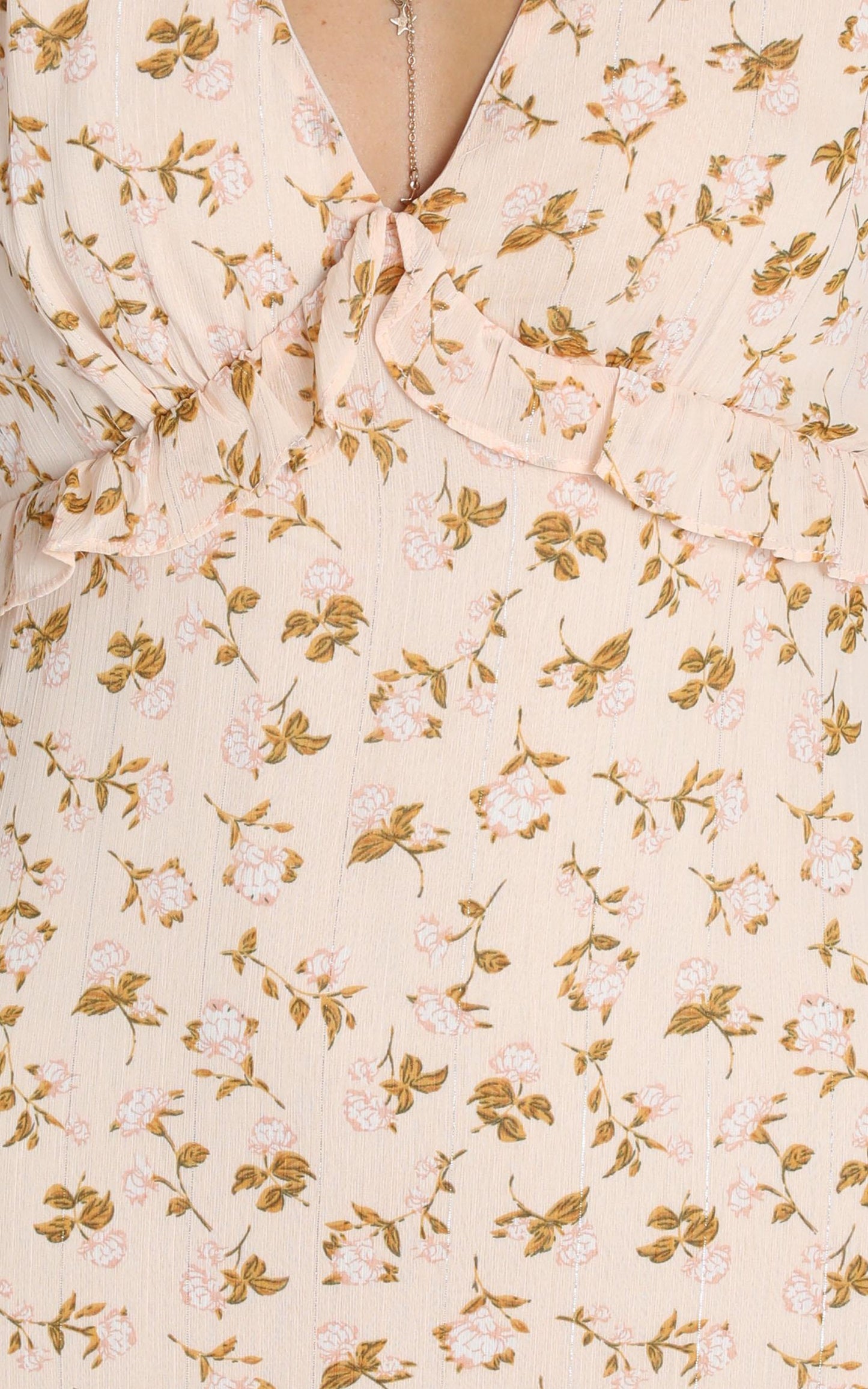 Penelope Tiered Mini Dress in cream floral