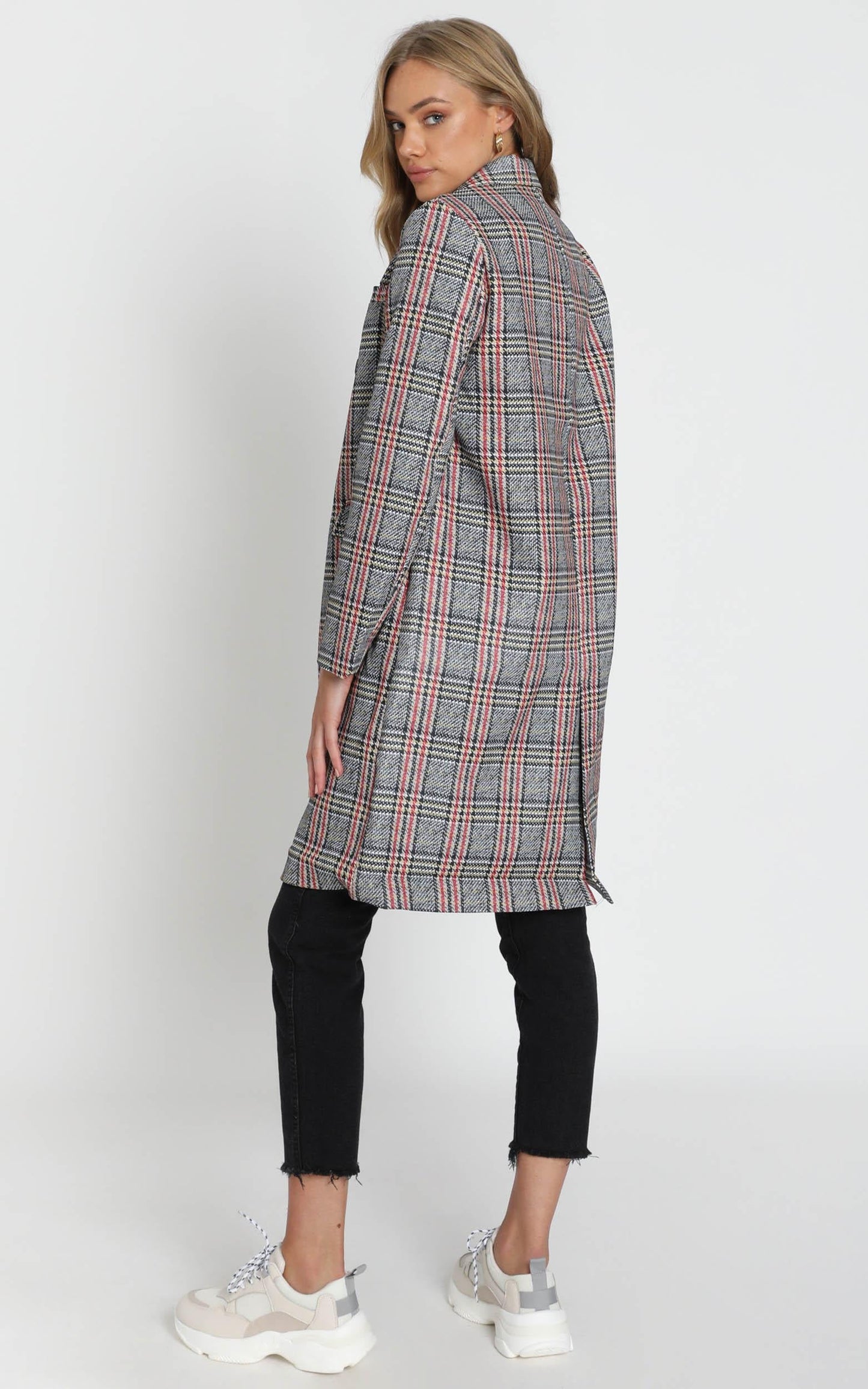 Pernille Checked Coat in Grey Check
