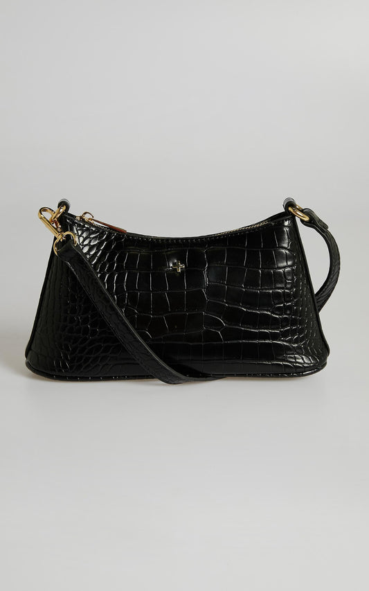 Peta and Jain - Danni Bag in Black Croc