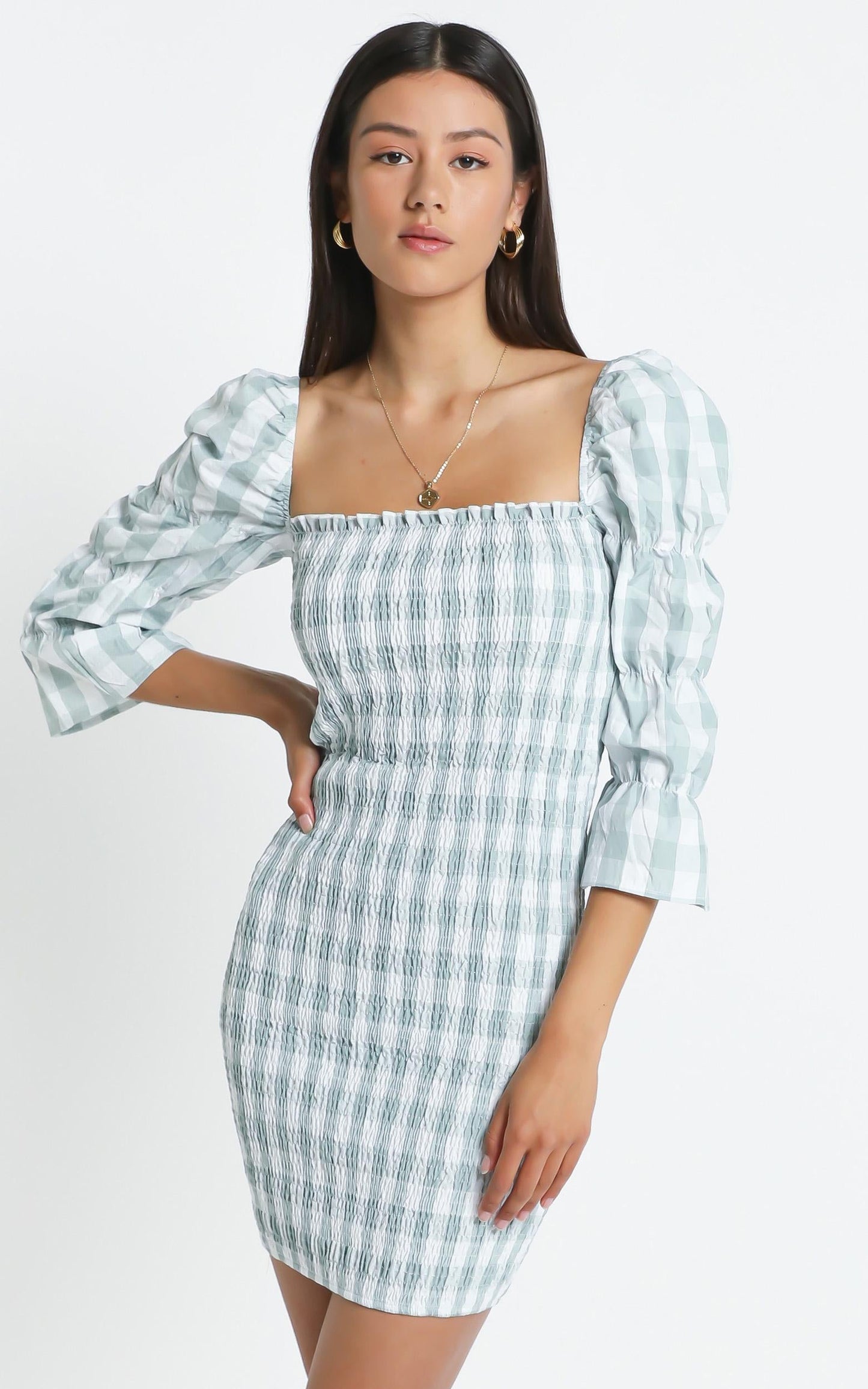 Peters Dress in Sage Check