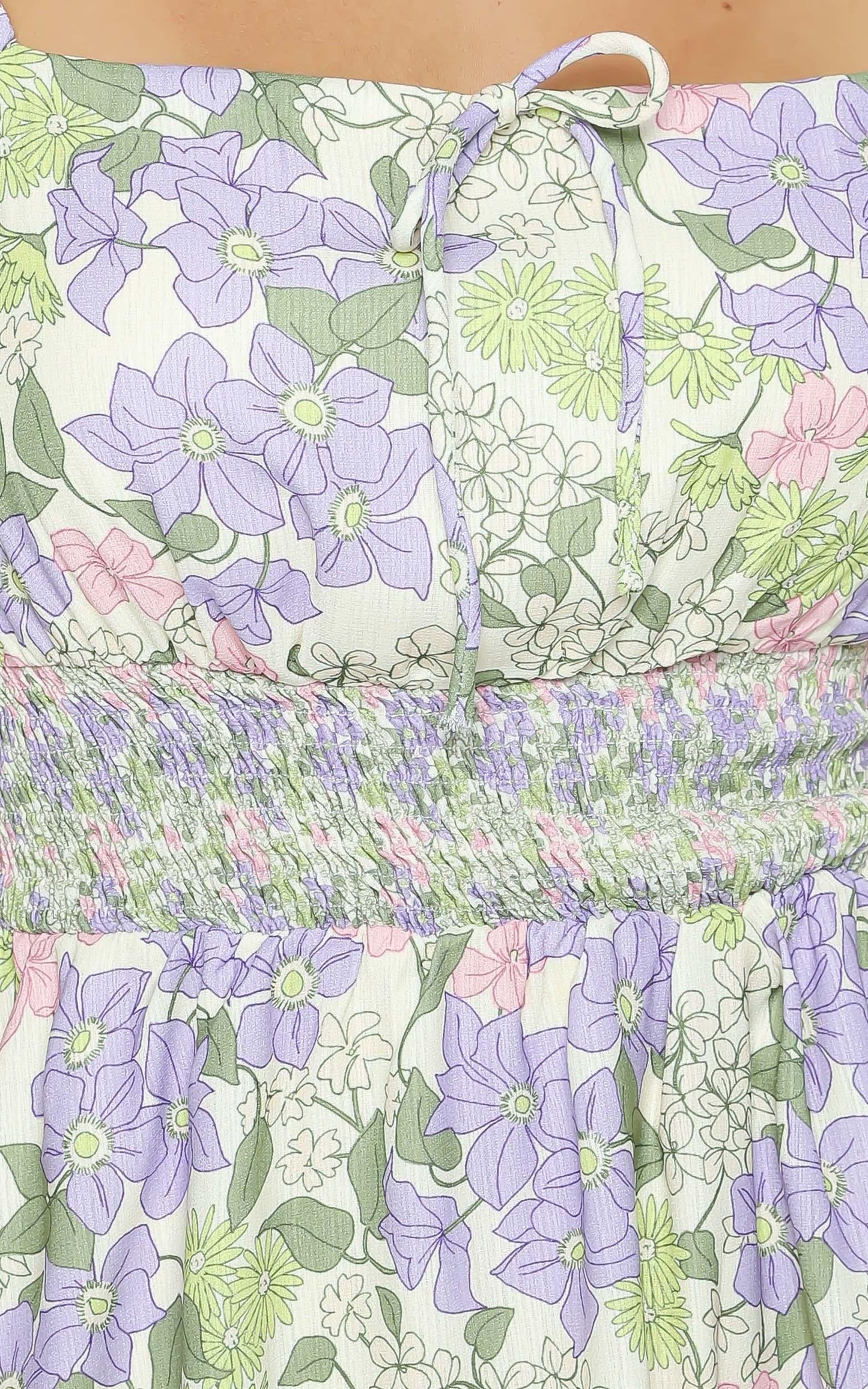 Phoebe Ruched Mini Dress in Garden Floral