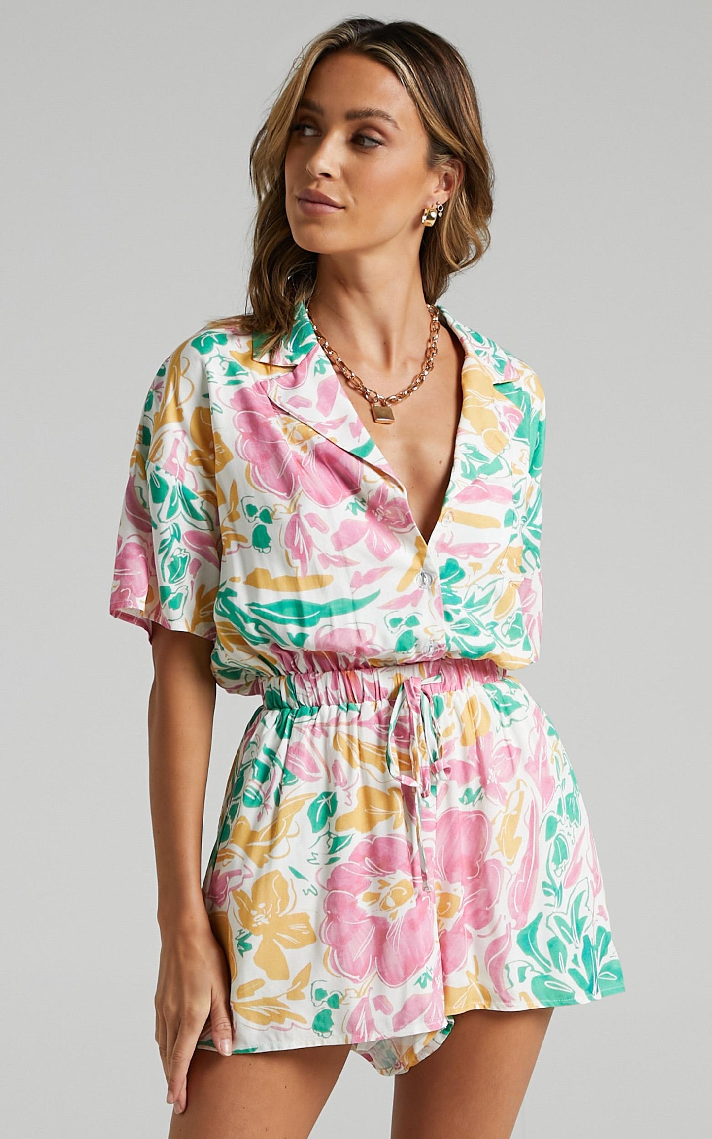Calanthe Playsuit in Electric Floral
