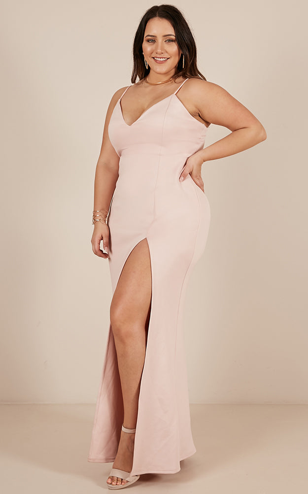 Dare To Dream Split Maxi Dress in Blush