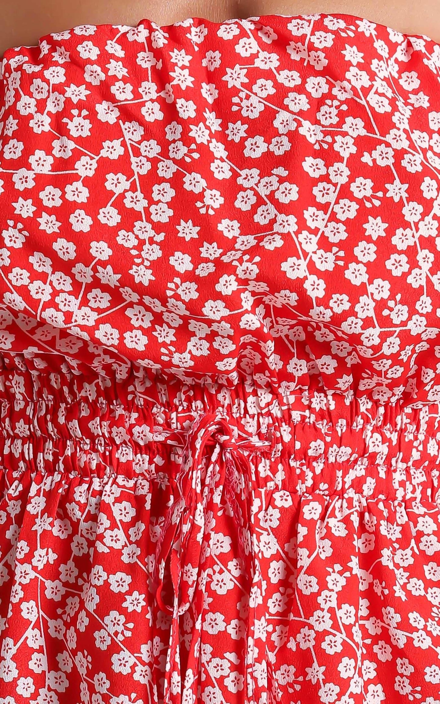 Pretty Little Lies Strapless Playsuit in Red Print