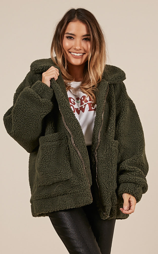 Point Blank Jacket in Khaki Teddy