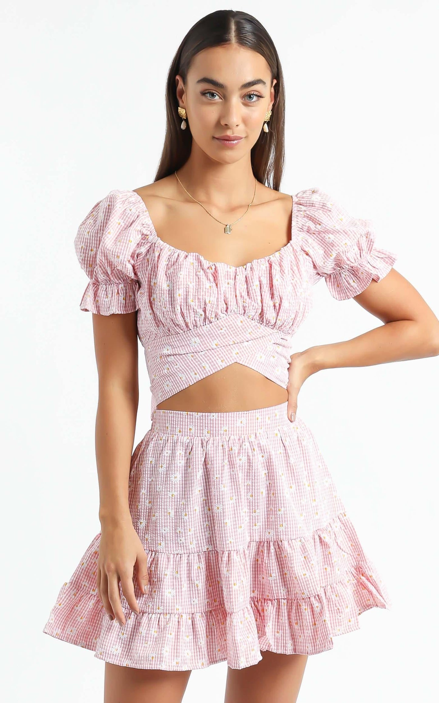 Polly Two Piece Set in Red Gingham