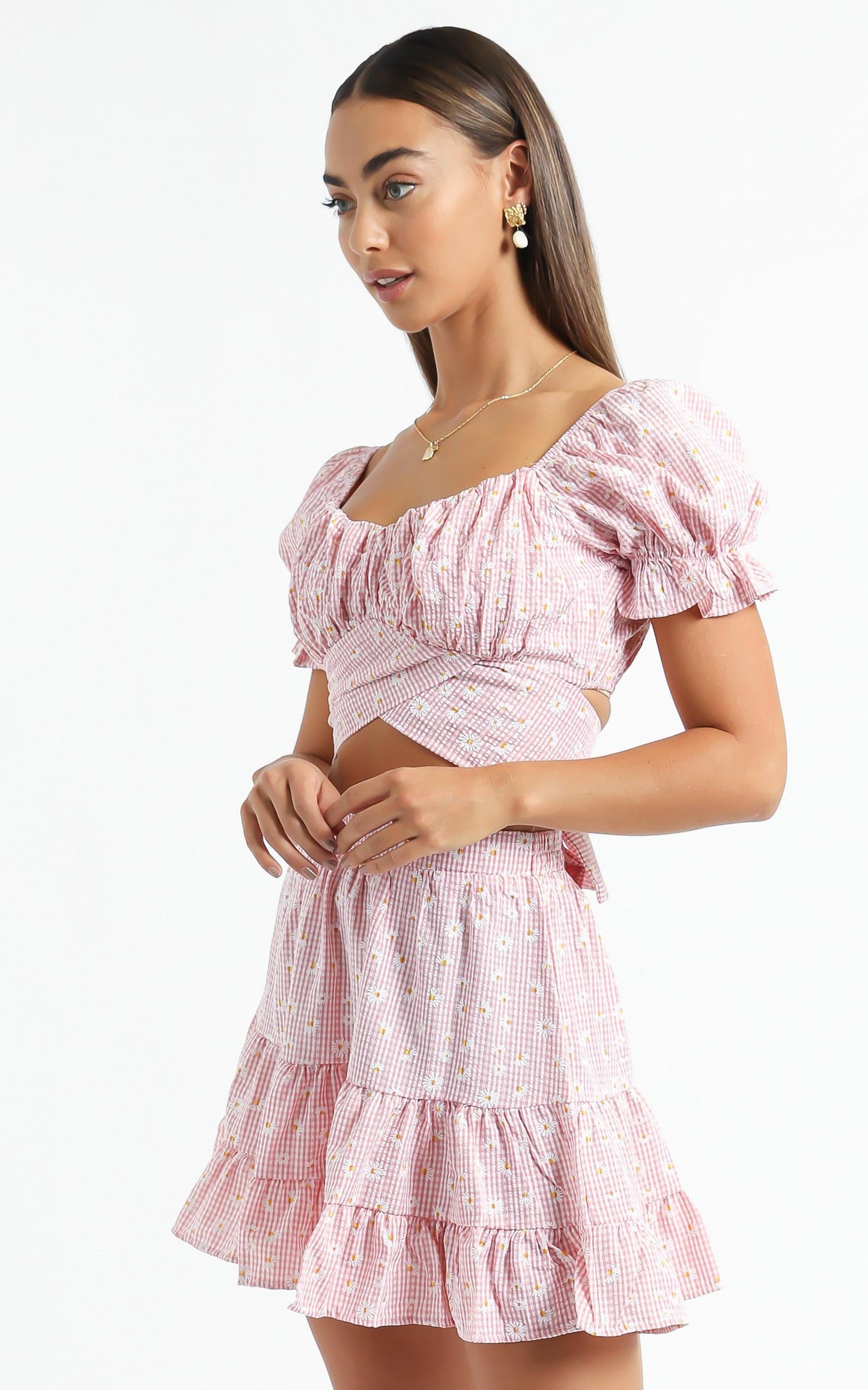 Polly Two Piece Set in Red Gingham