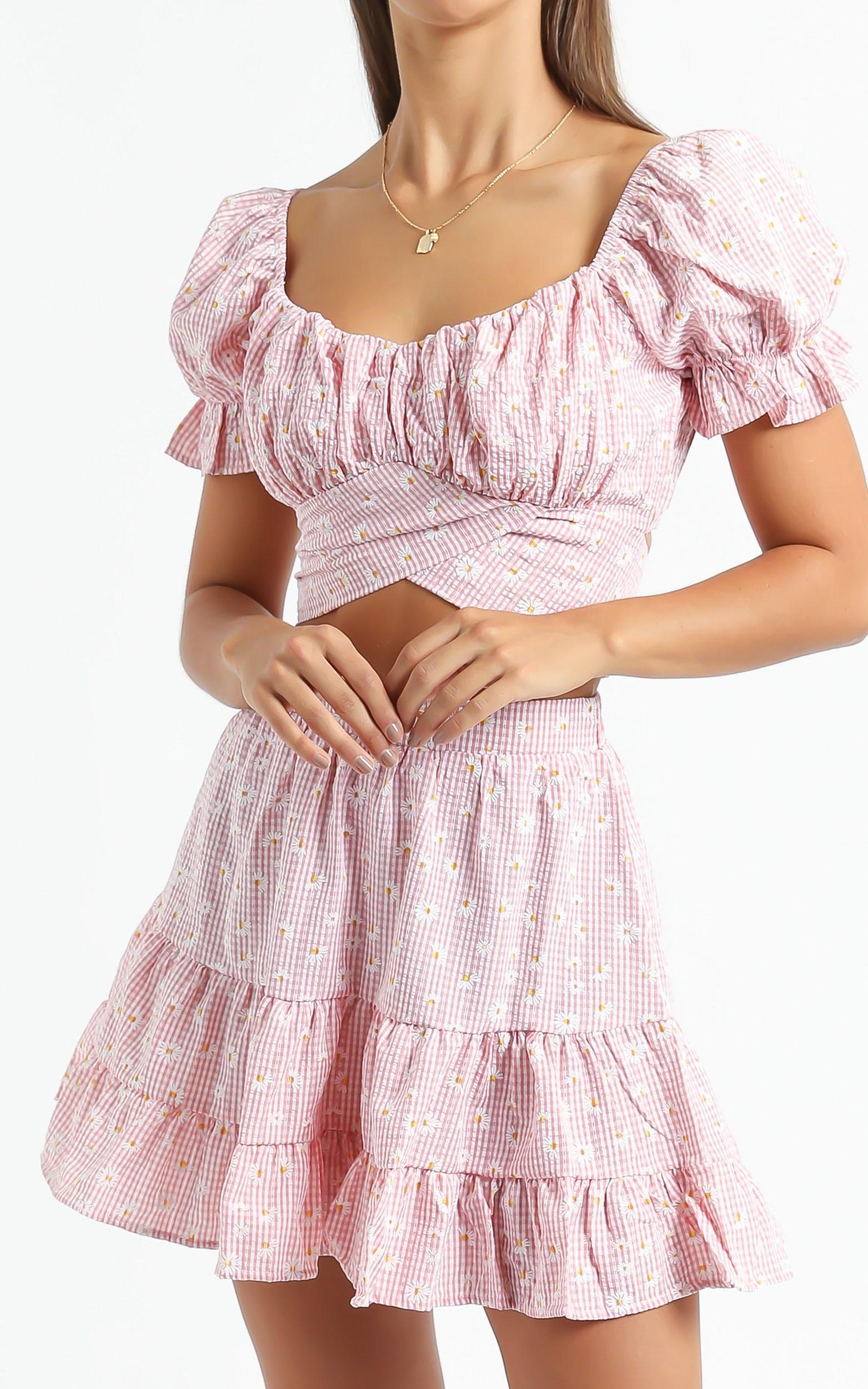Polly Two Piece Set in Red Gingham
