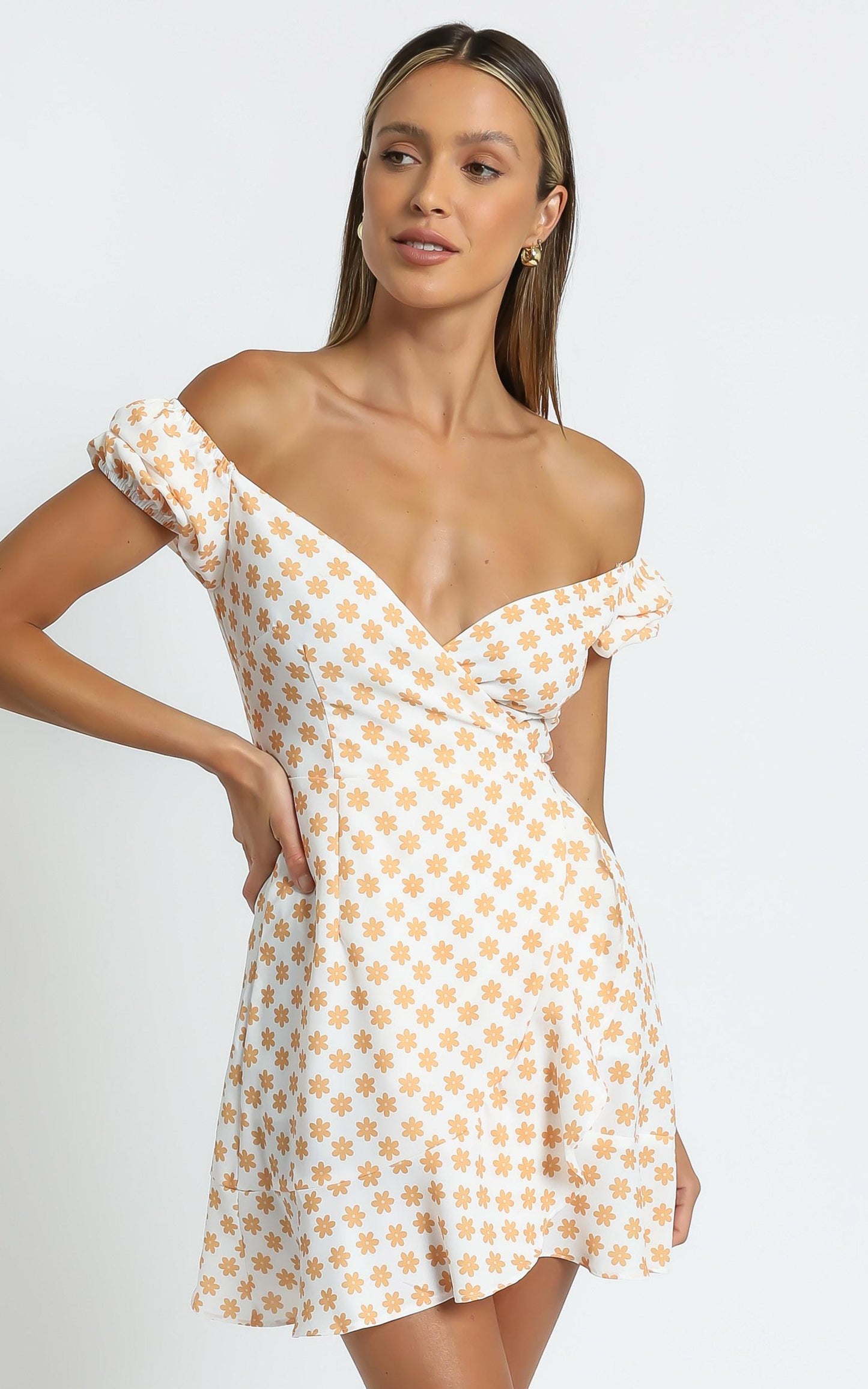 Porsha Dress in Mustard Floral