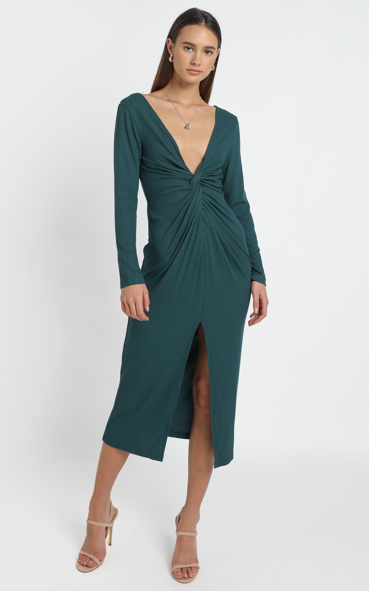 Prime Dress in emerald rib