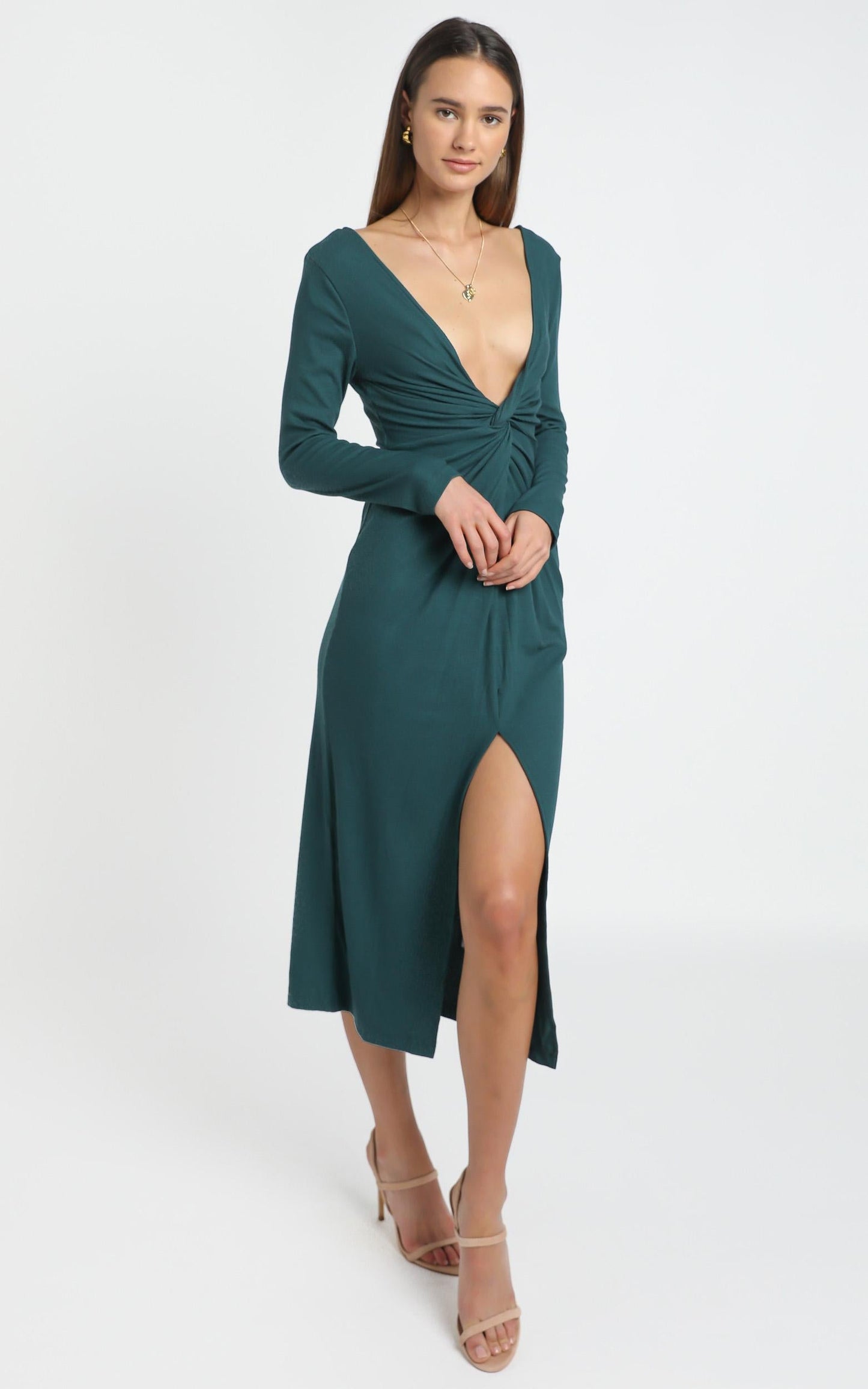 Prime Dress in emerald rib