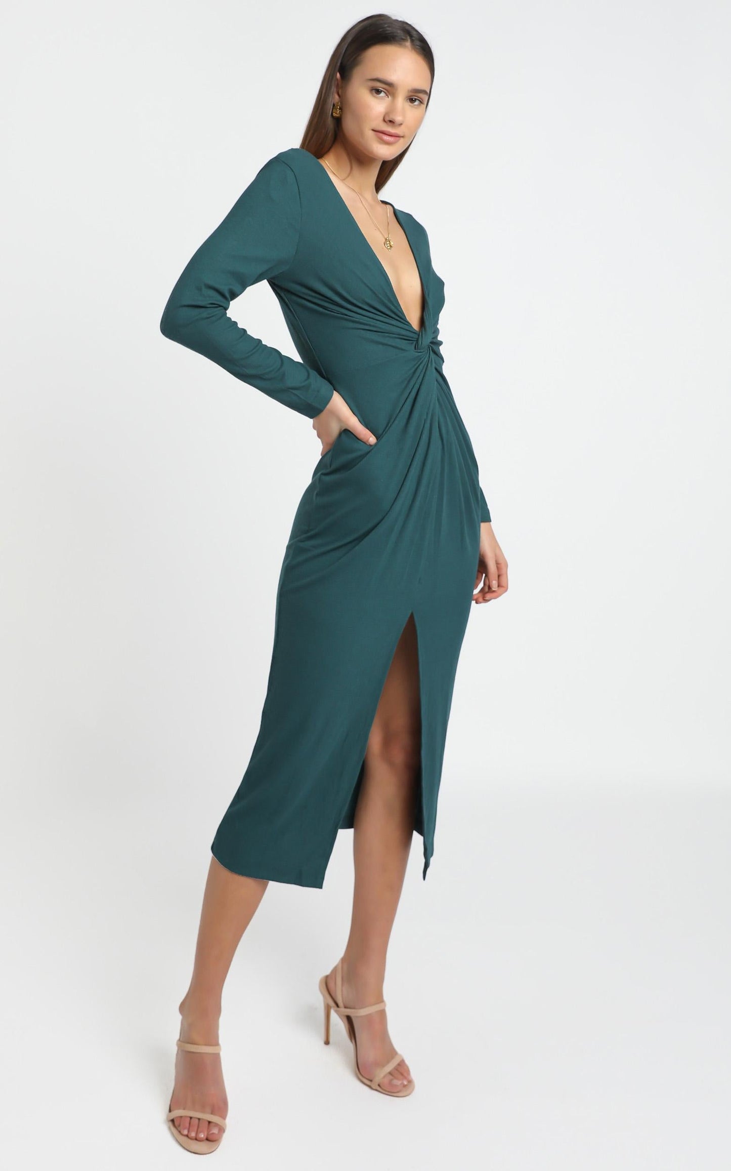 Prime Dress in emerald rib