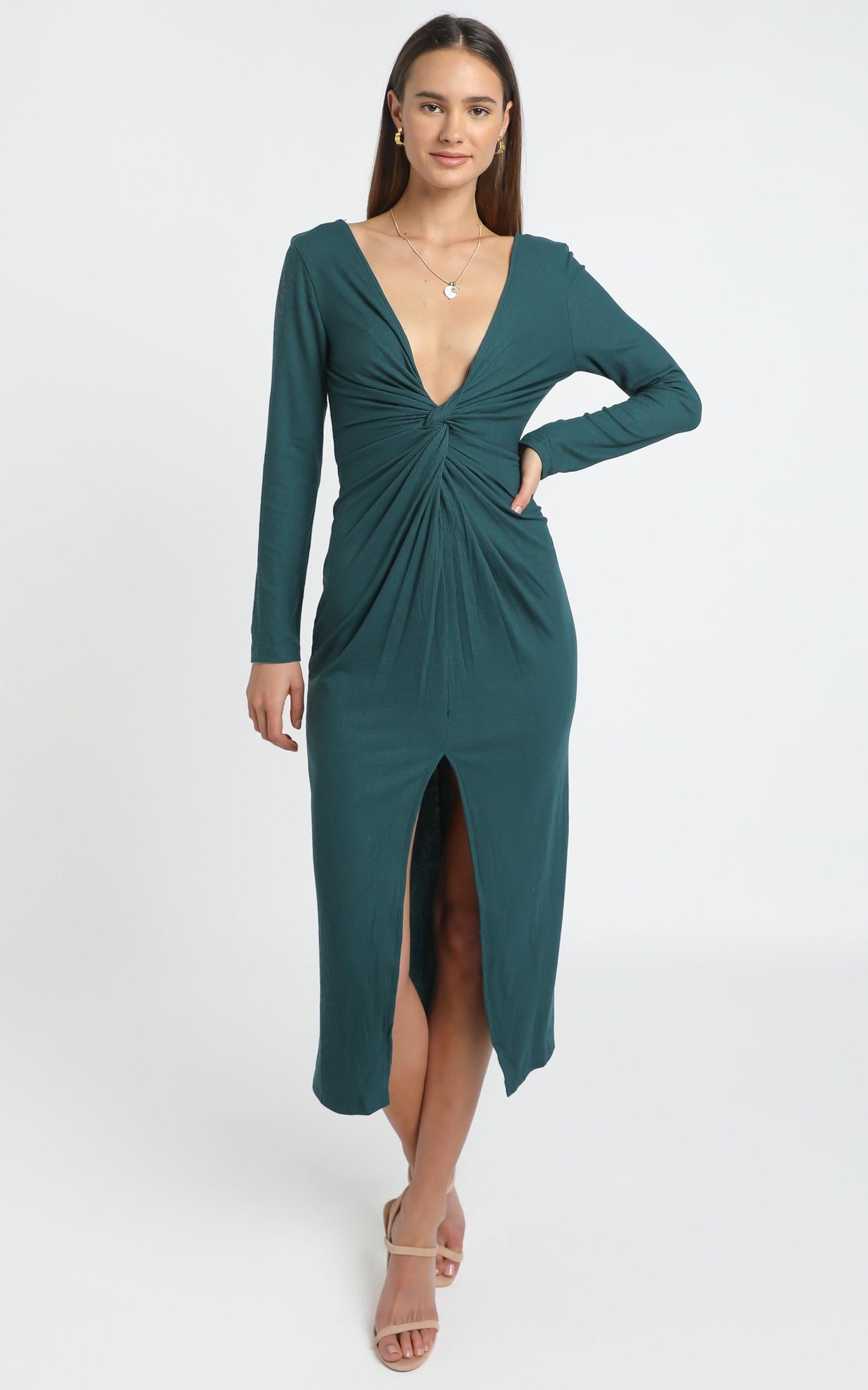 Prime Dress in emerald rib