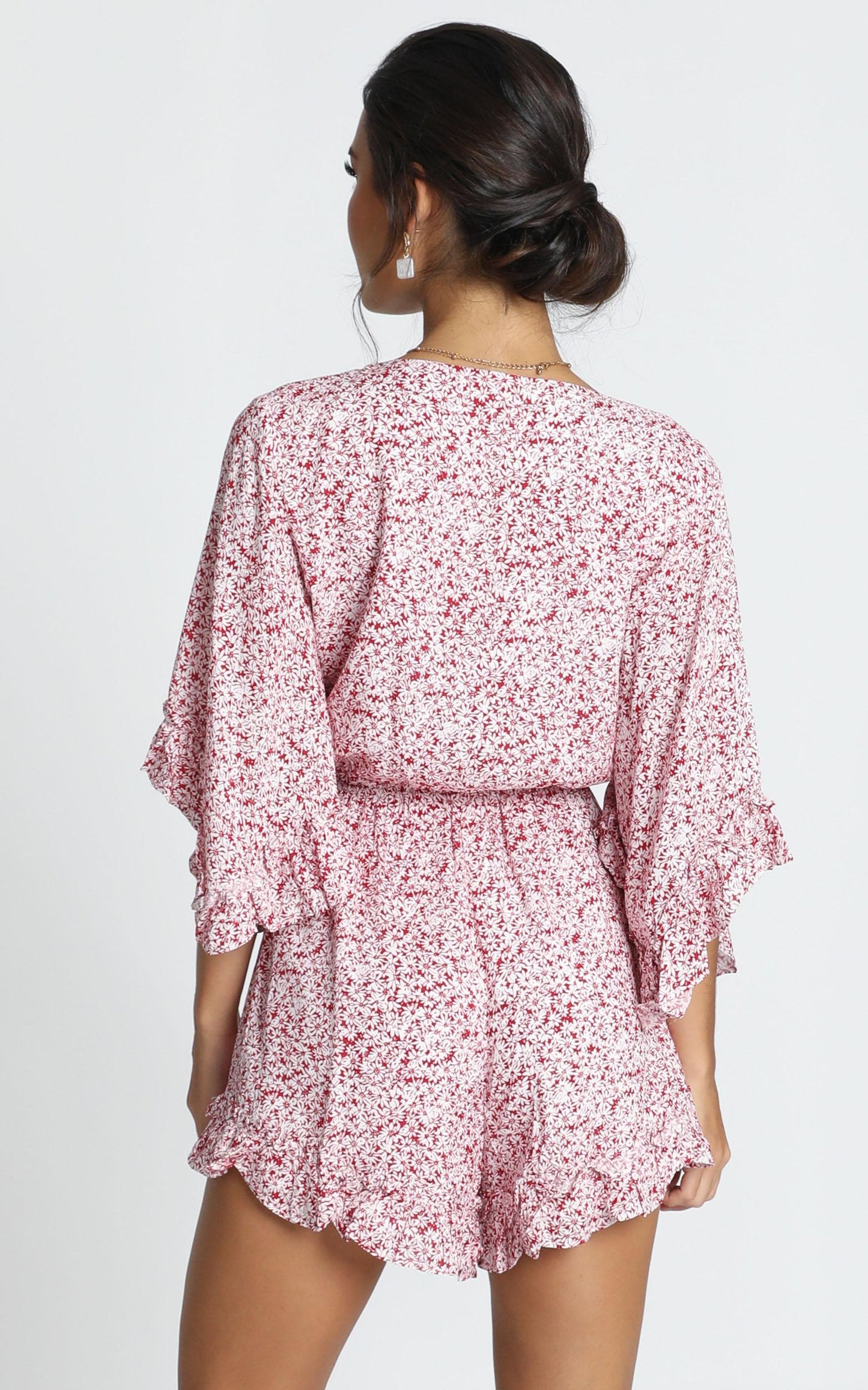 Priya Tie Playsuit in Red Floral