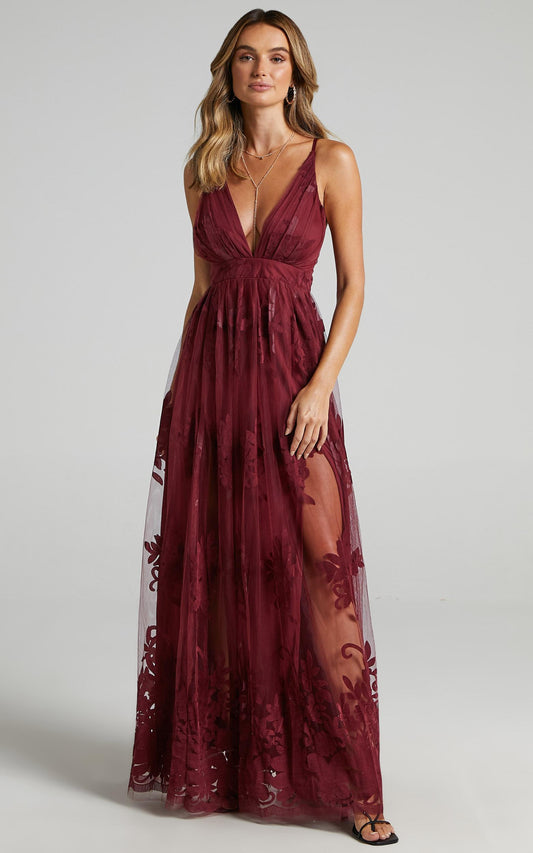 Promenade Maxi Dress in Wine