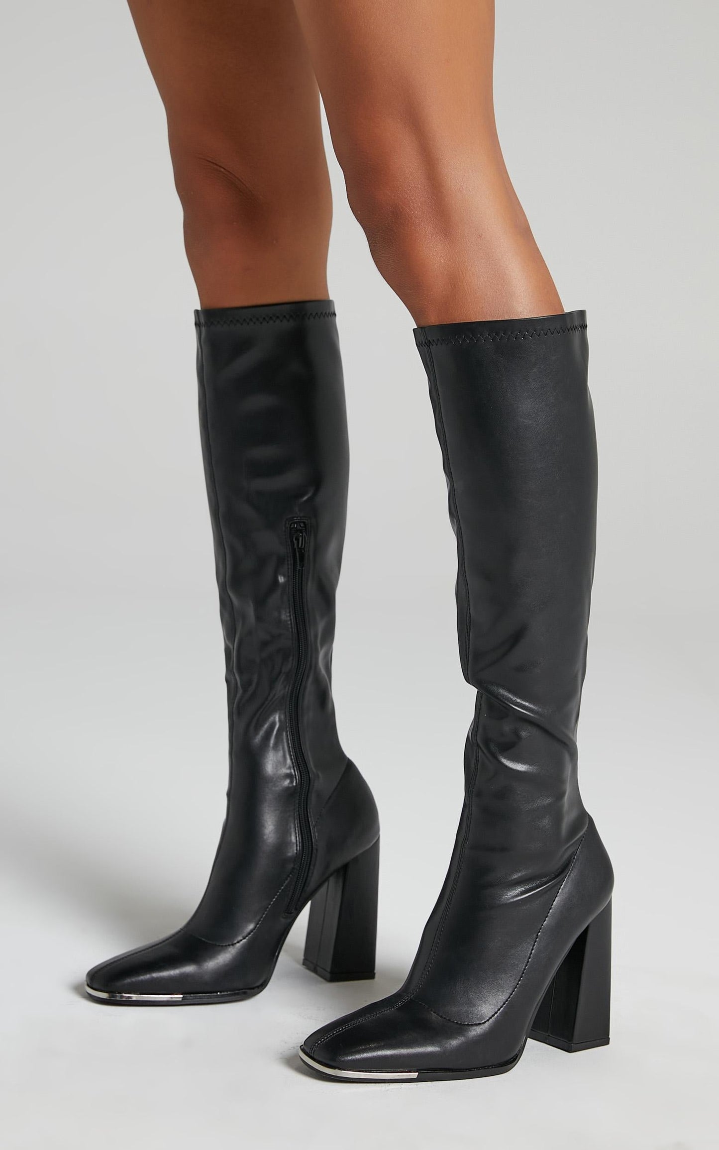 Public Desire - Caryn Boots in Black PU