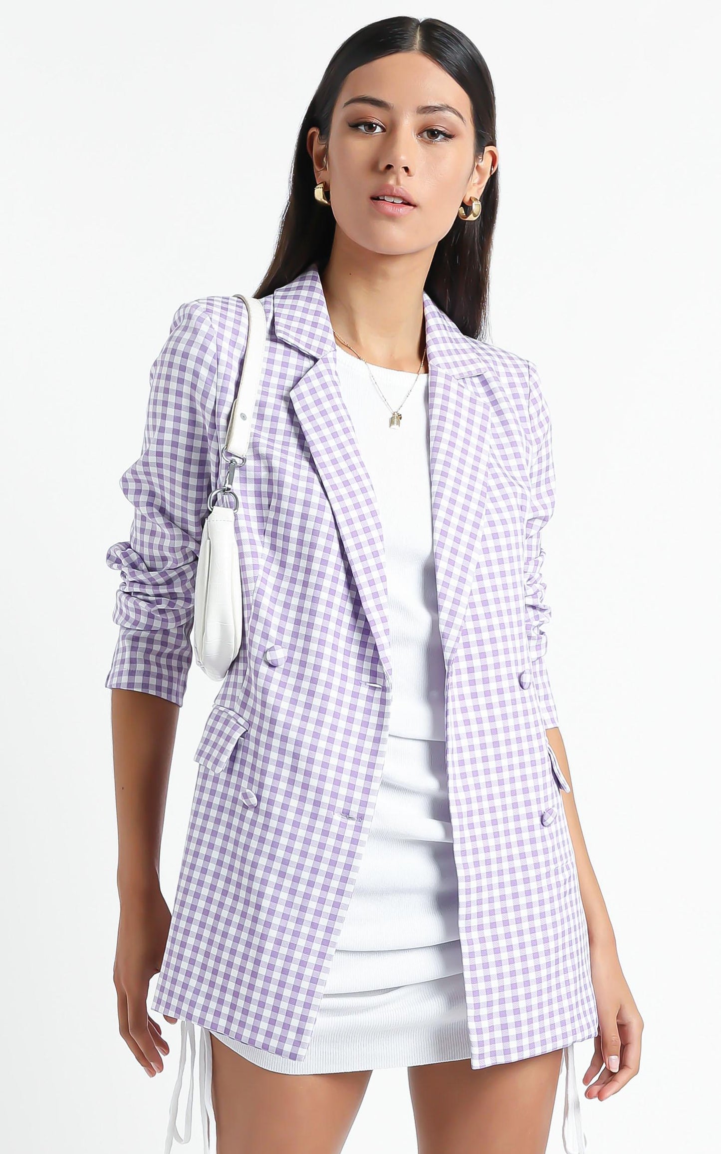 Quick To Win Blazer in Lilac Check