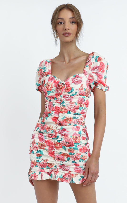 Rachel Dress in Pink Floral