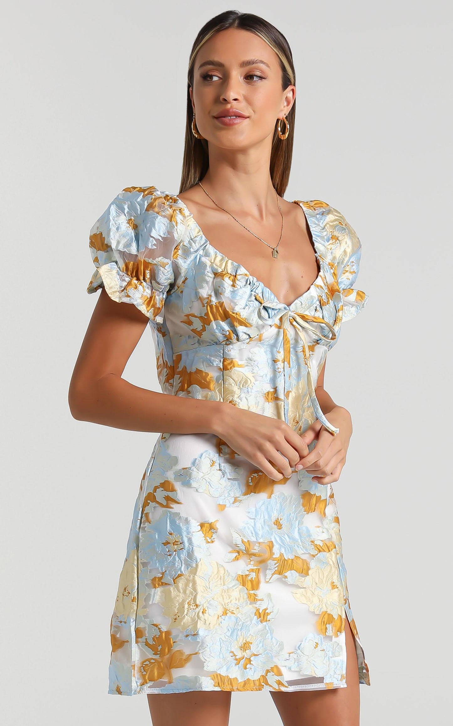 Rachelle Dress in Blue Floral