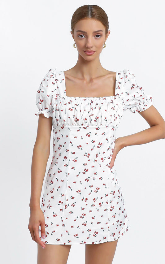 Ramsey Dress in White Floral